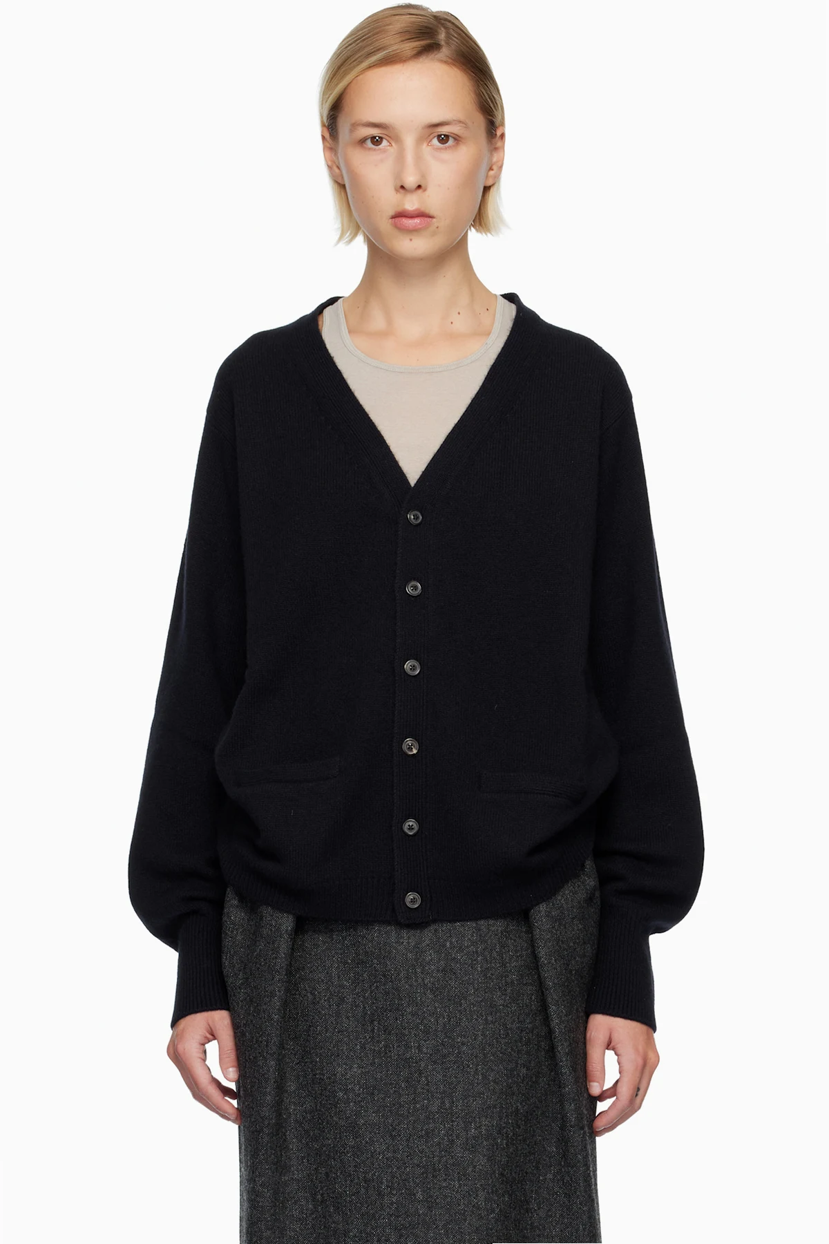 Navy Cashmere Cardigan