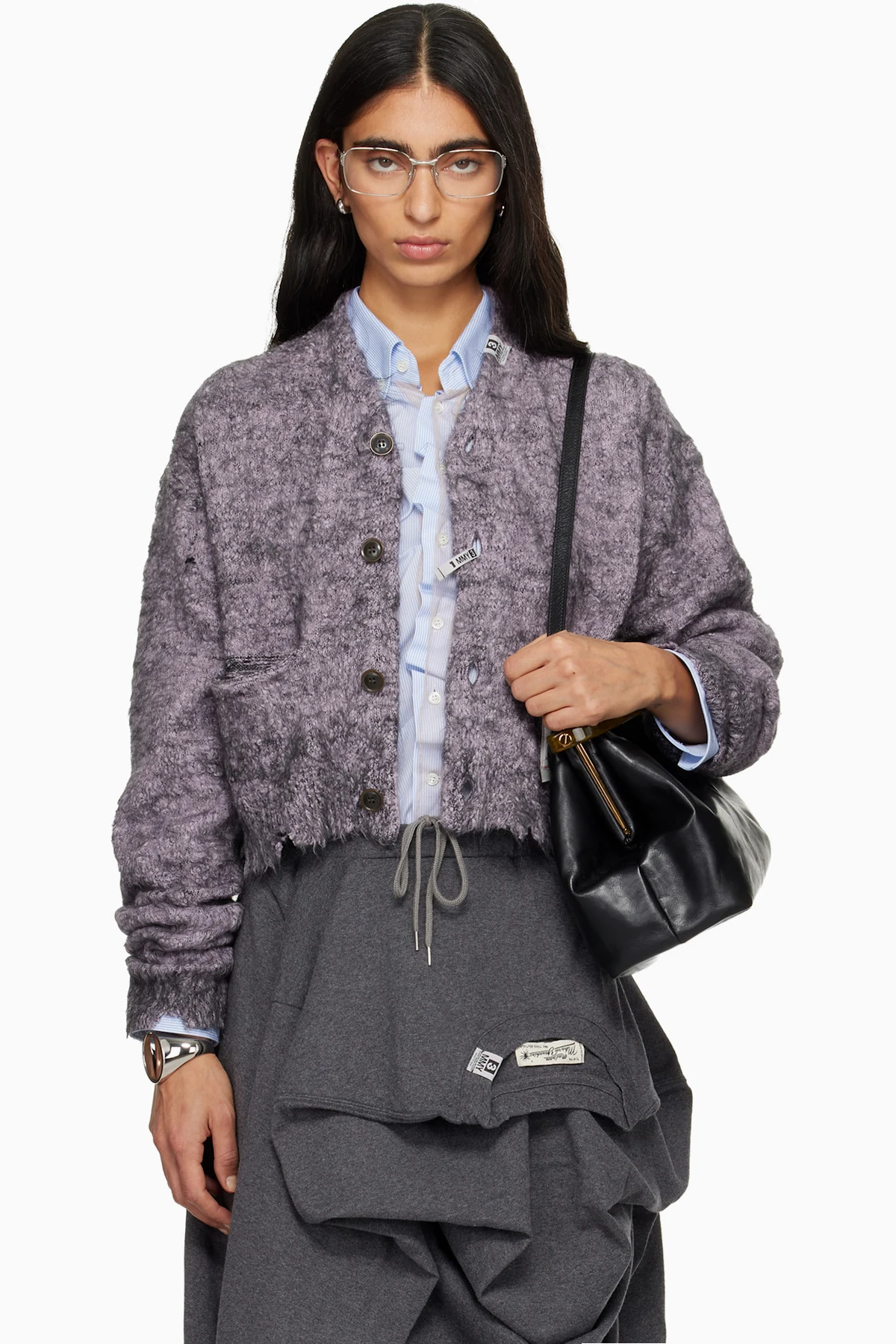 Purple Mohair Knit Cardigan