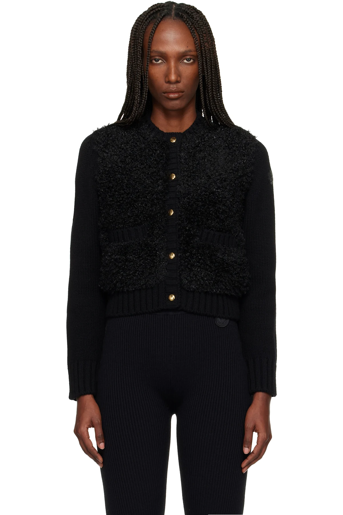 Black Paneled Down Cardigan