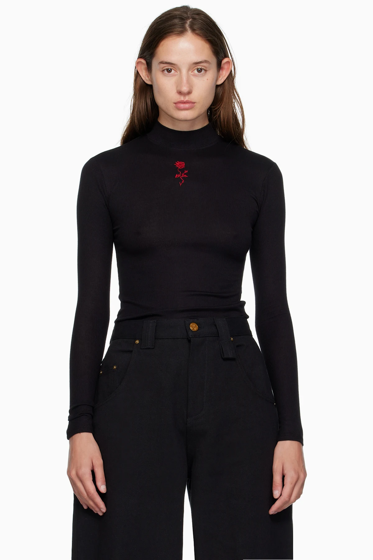 Black Gabriela Mock Neck Top