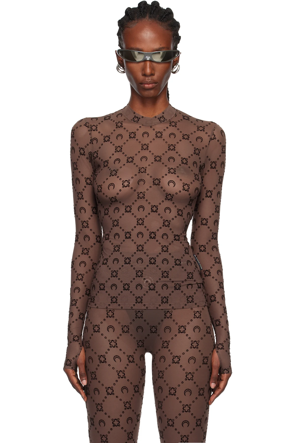 SSENSE Exclusive Brown Flock Second Skin Highneck Top