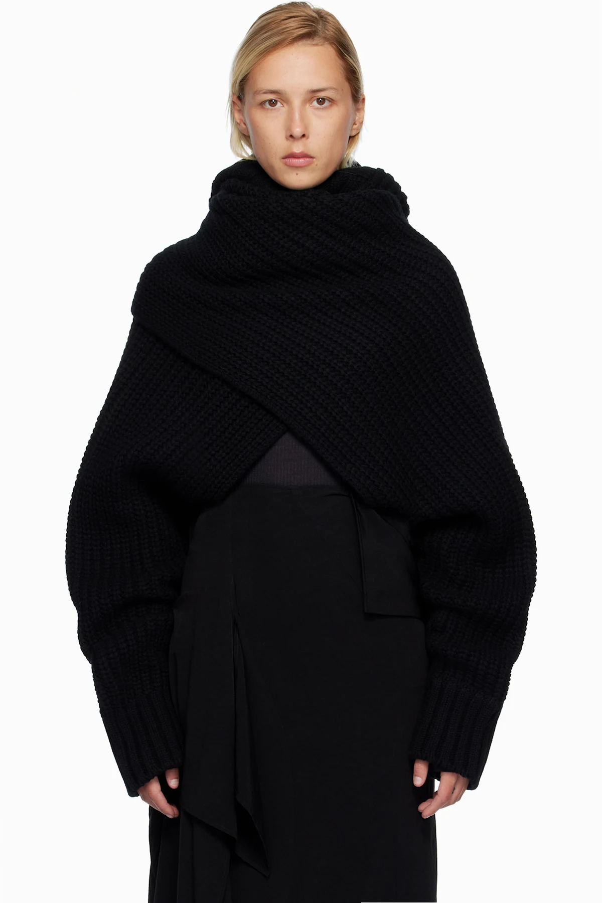 Black Wool Knit Pullover Turtleneck