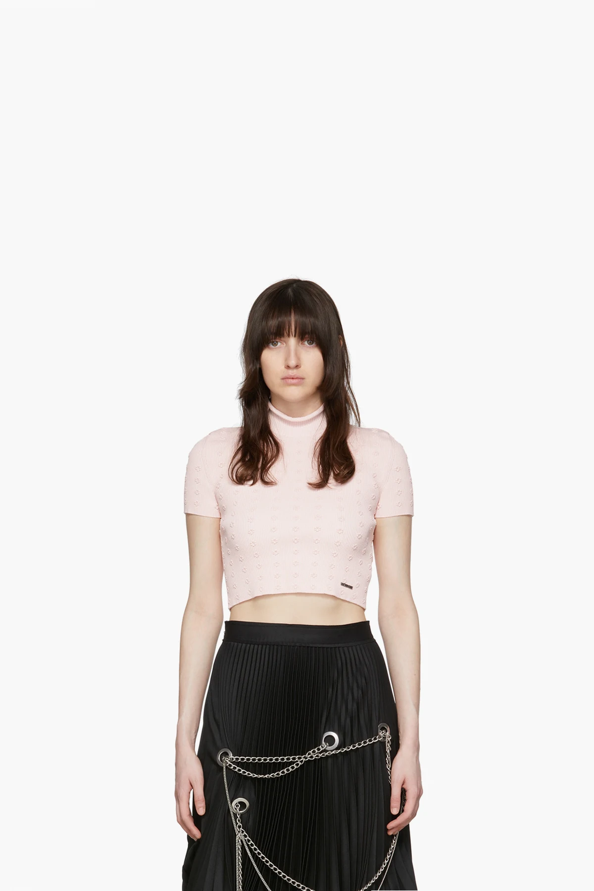 Pink Rayon Short Sleeve Turtleneck