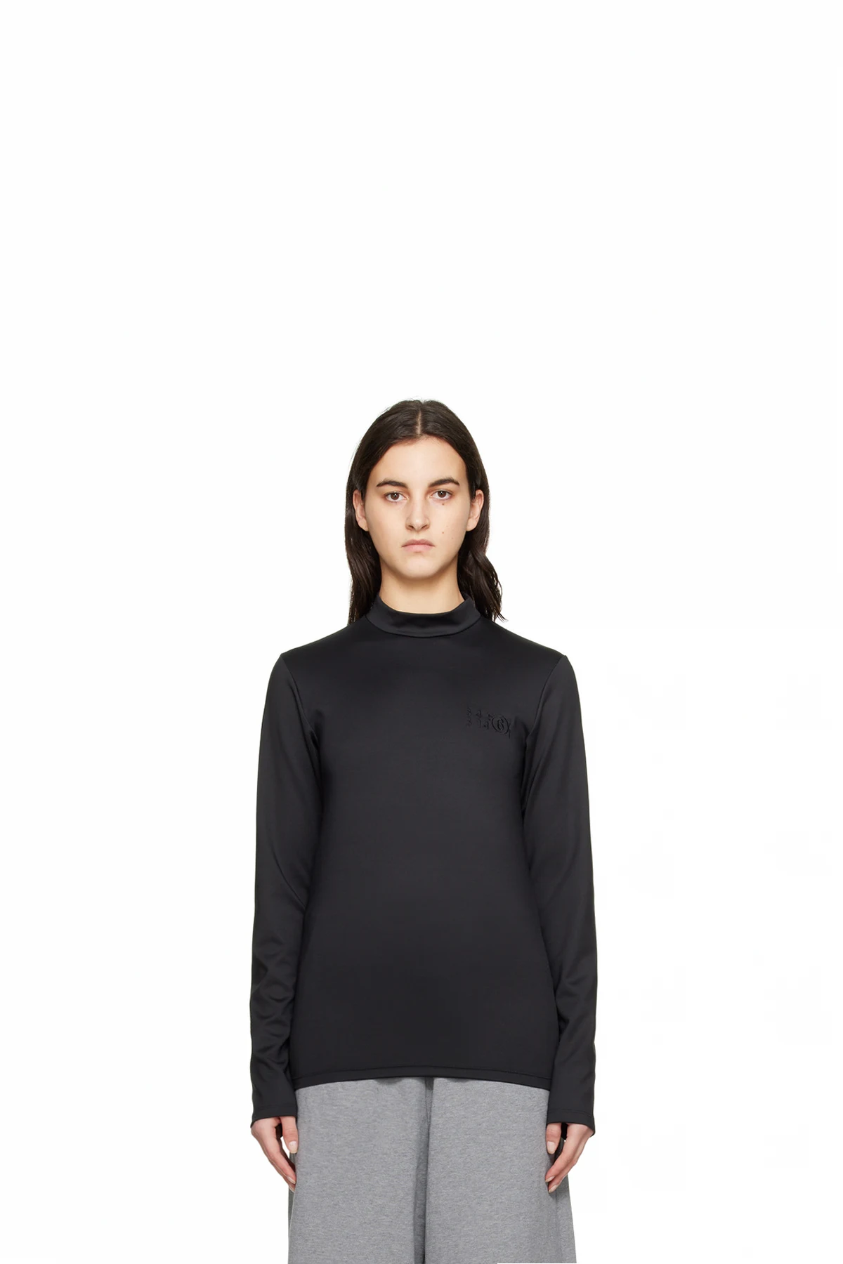 Black Embroidered Turtleneck