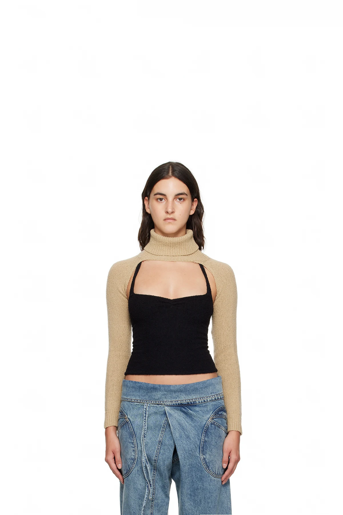 Beige Pop Mangas Turtleneck