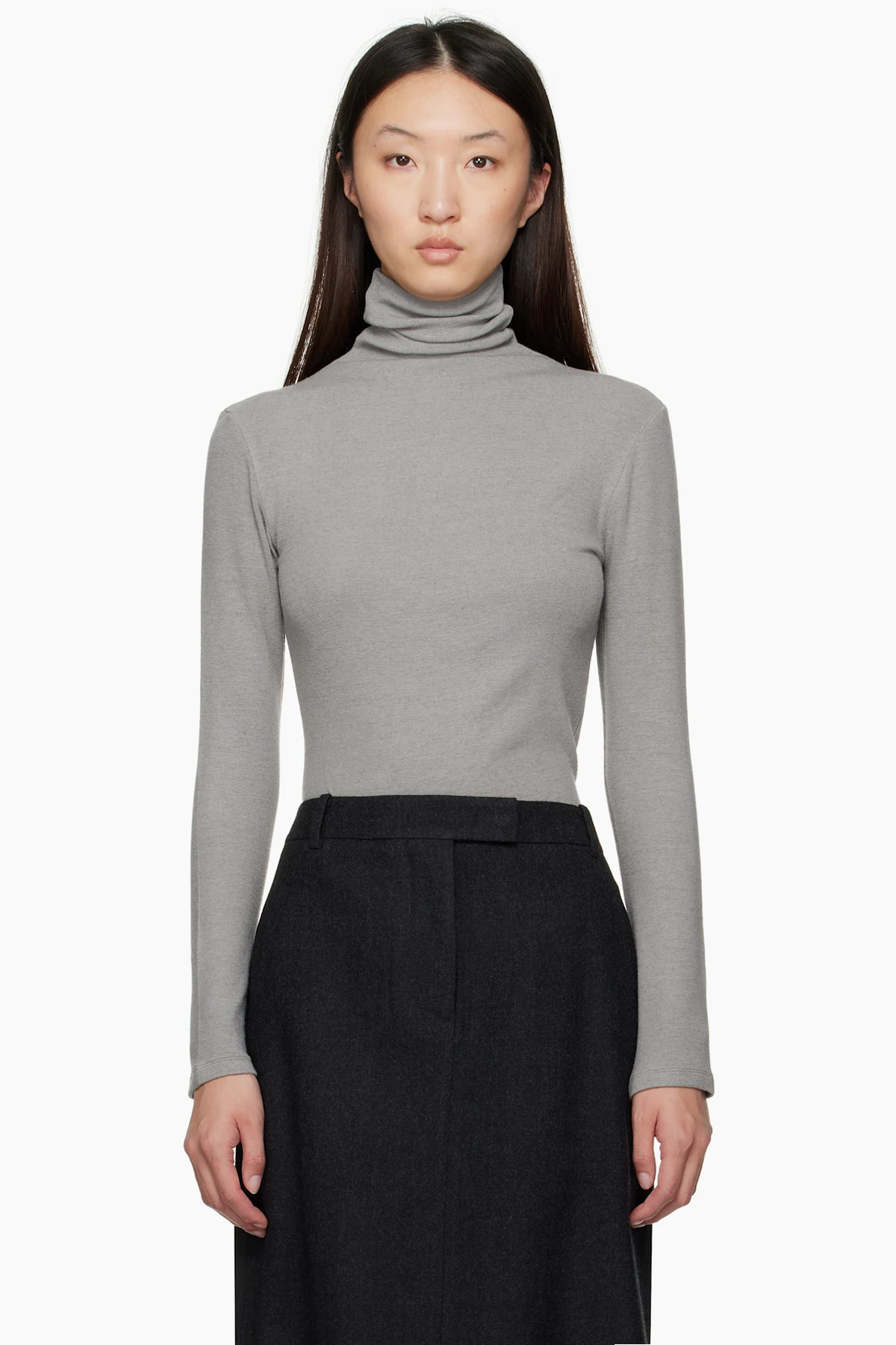 Gray Asymmetrical Turtleneck