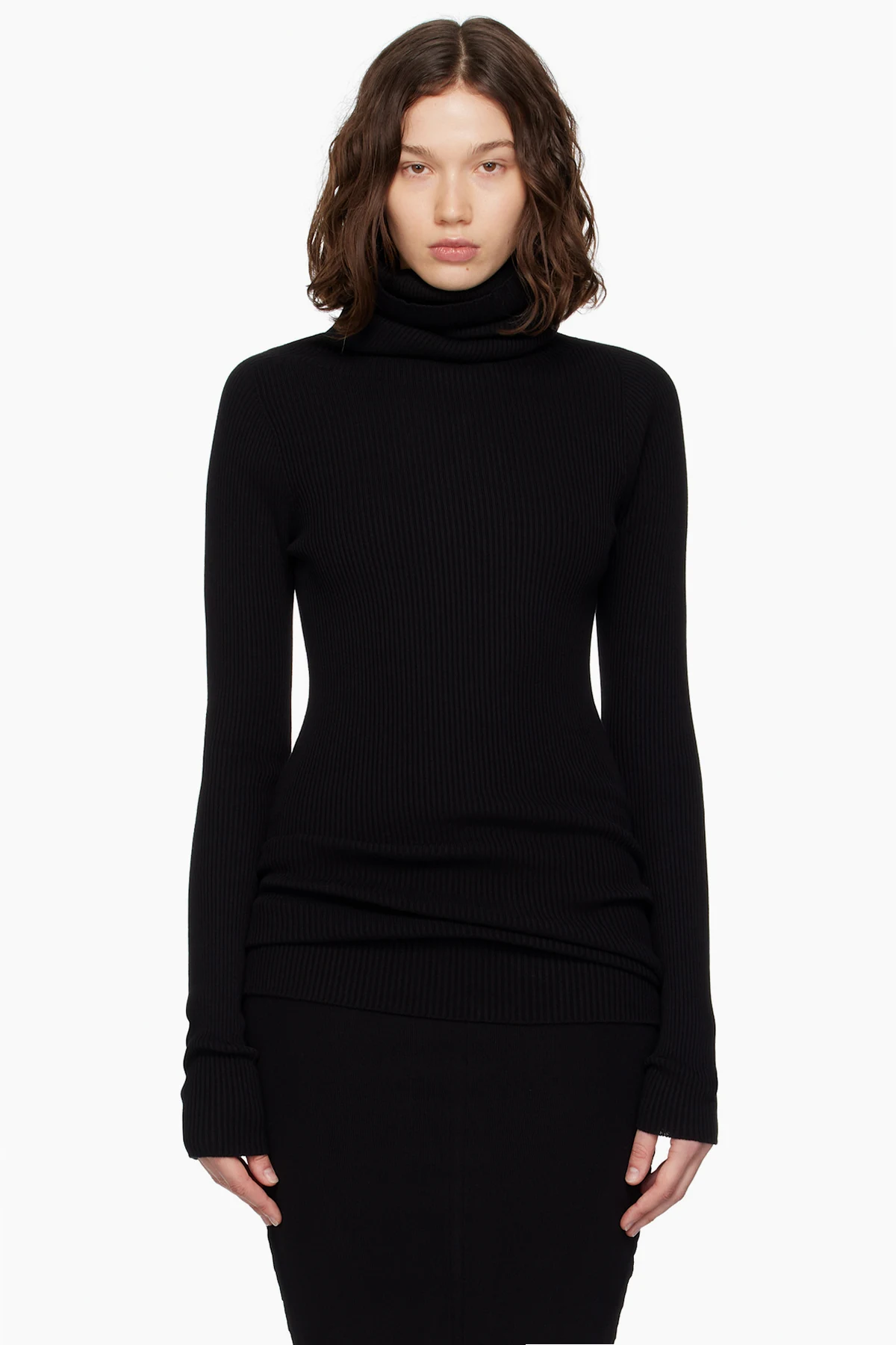 Black Concordians Ribbed Knit Tube Turtleneck