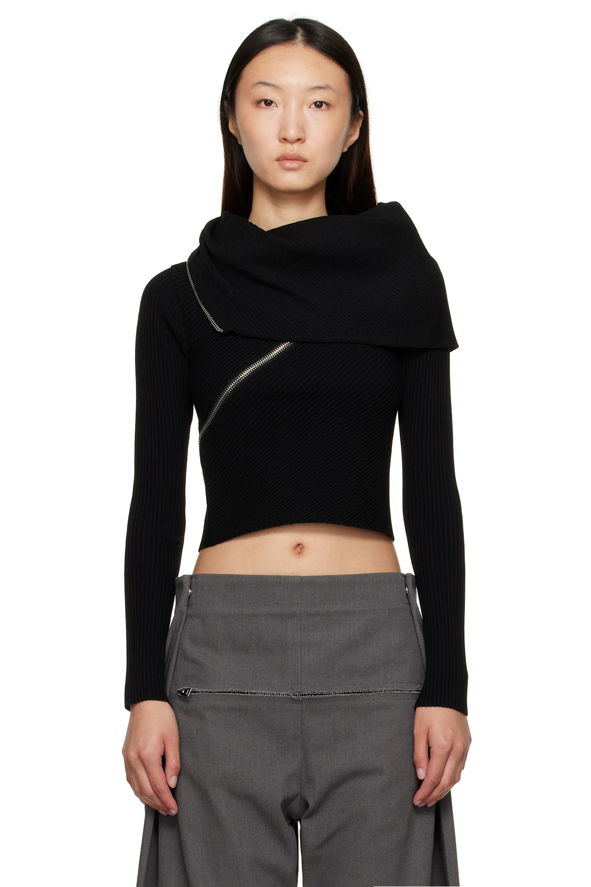 Black Zipped Turtleneck