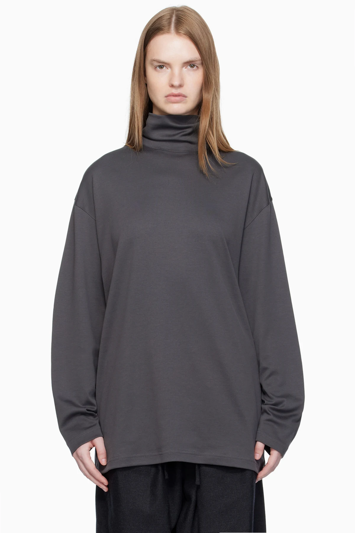 Gray Relaxed Mock Neck T-shirt