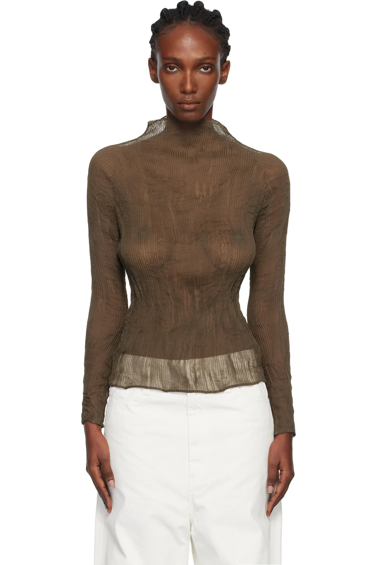 Khaki Chiffon Twist Top