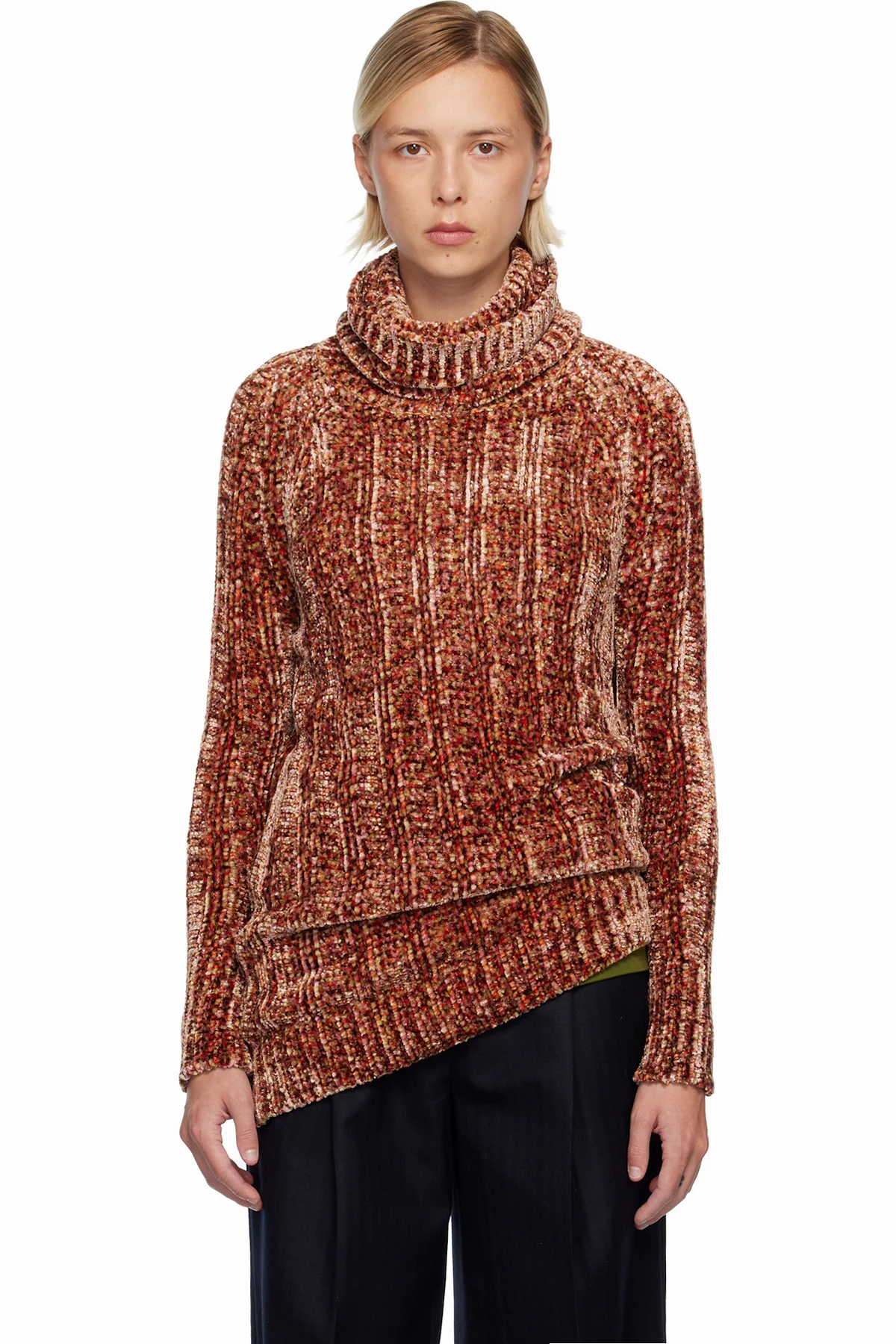 Pink & Brown Long Viscose Turtleneck