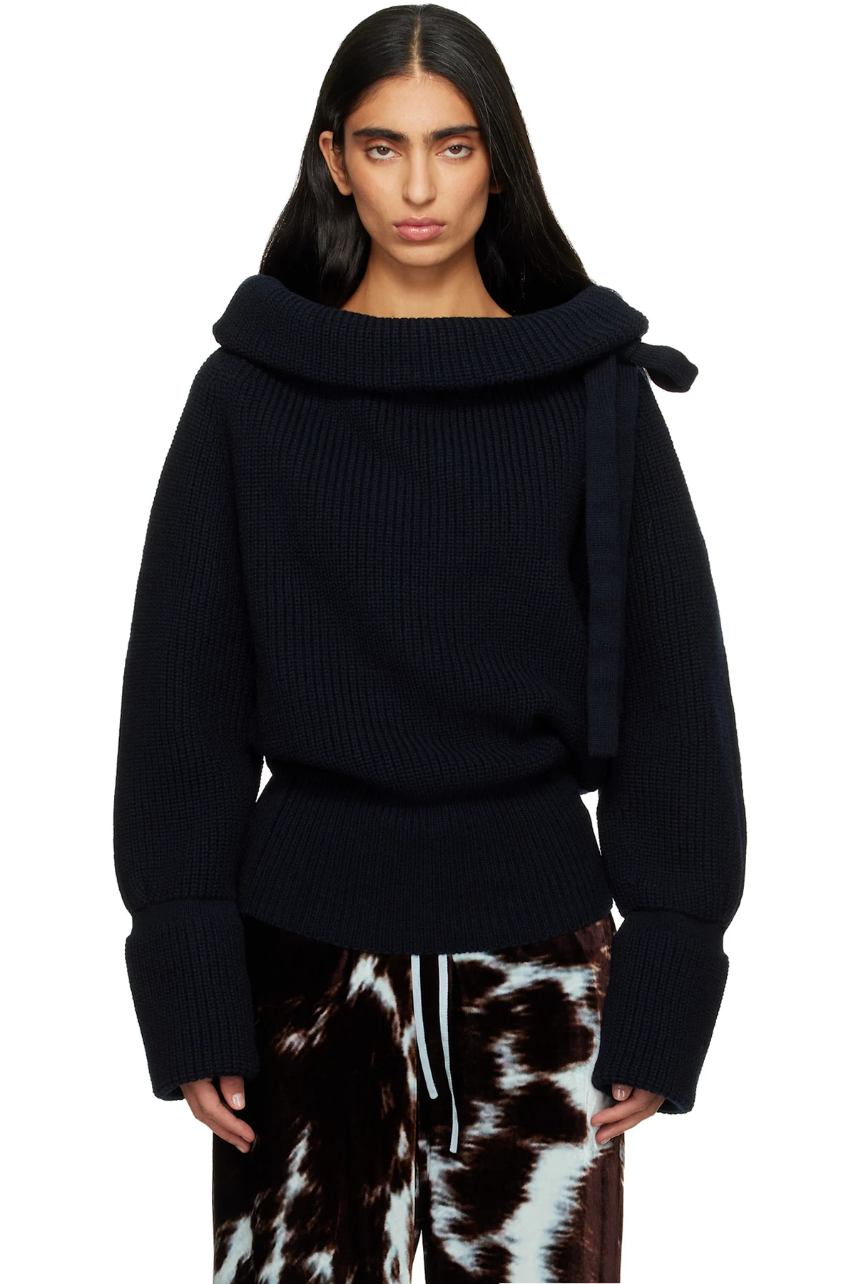 Navy Drawstring Turtleneck