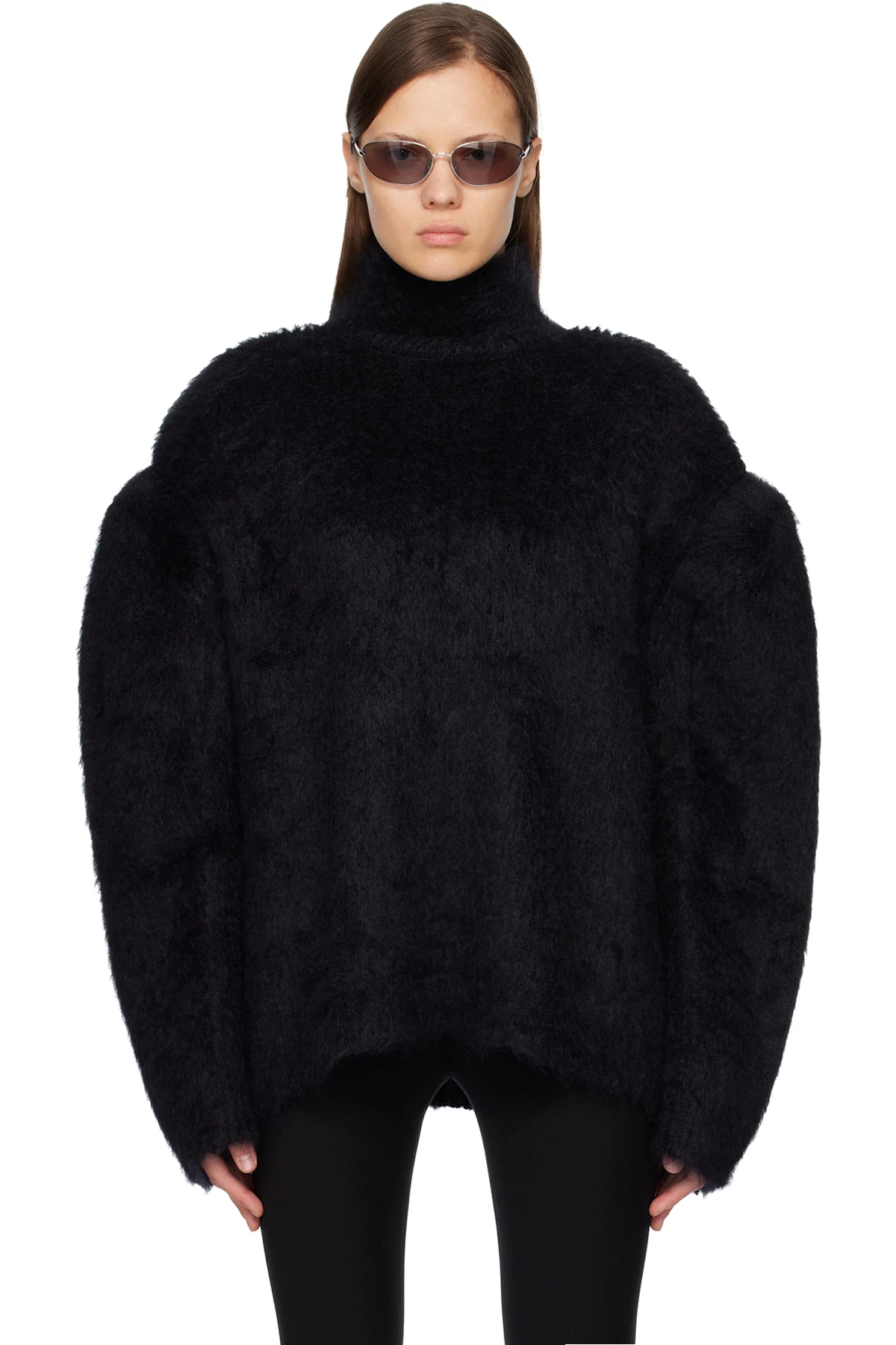 Black Padded Wool Sweater