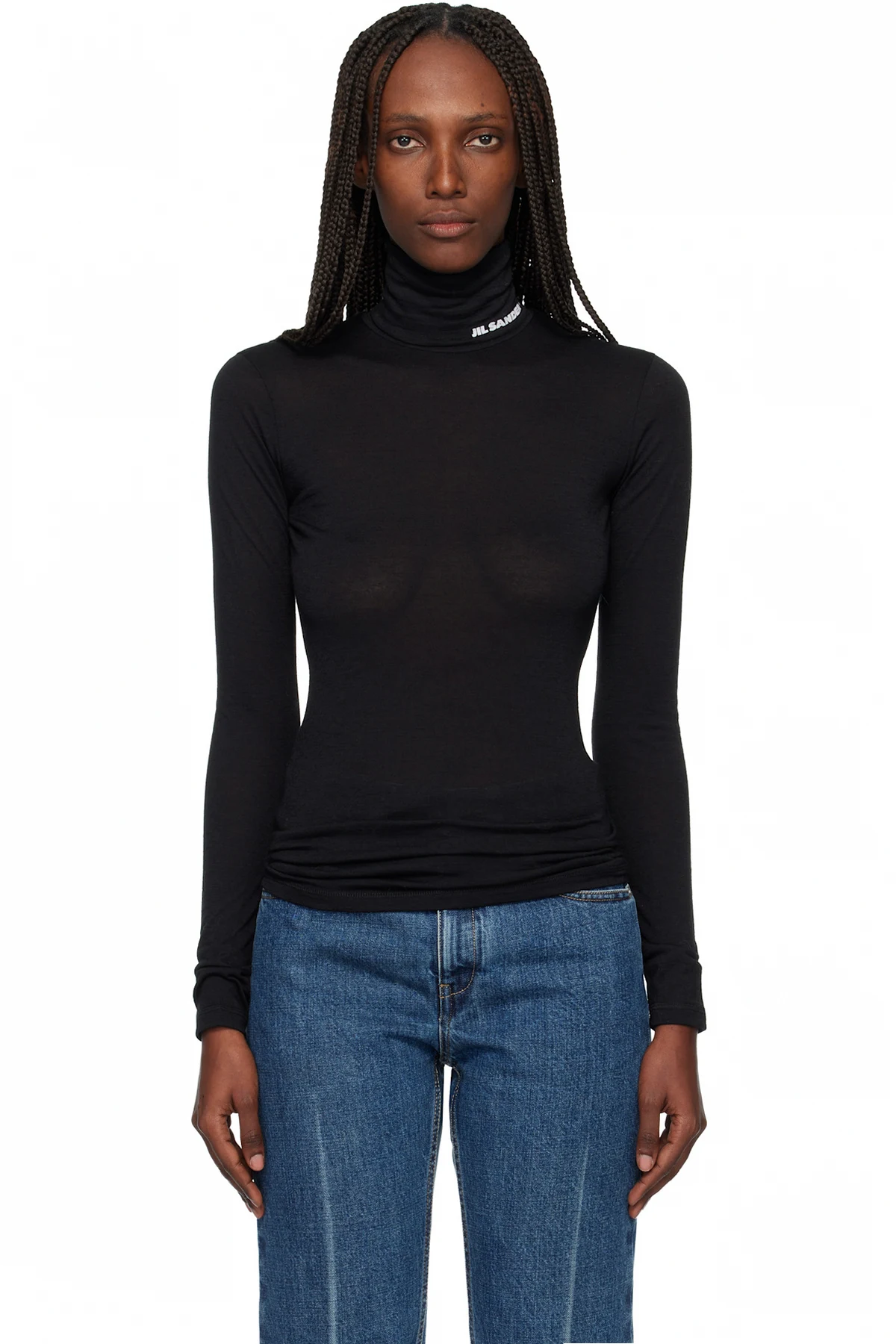 Black Lightweight Wool Blend Turtleneck