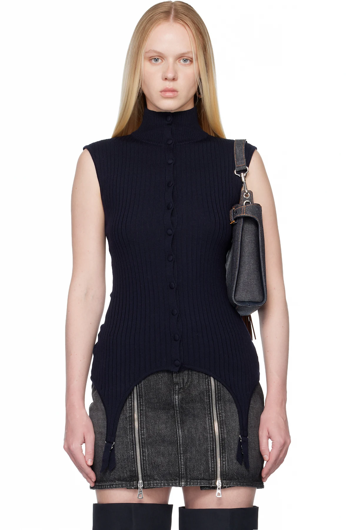 Navy 'The Garter Waistcoat' Sweater Vest