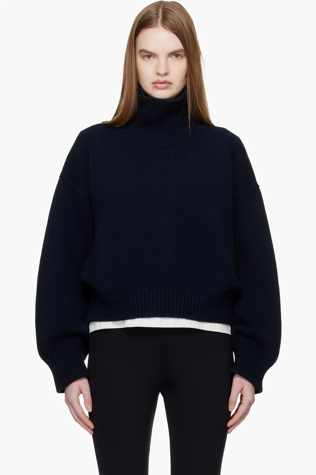 Navy Caragh Crop Turtleneck