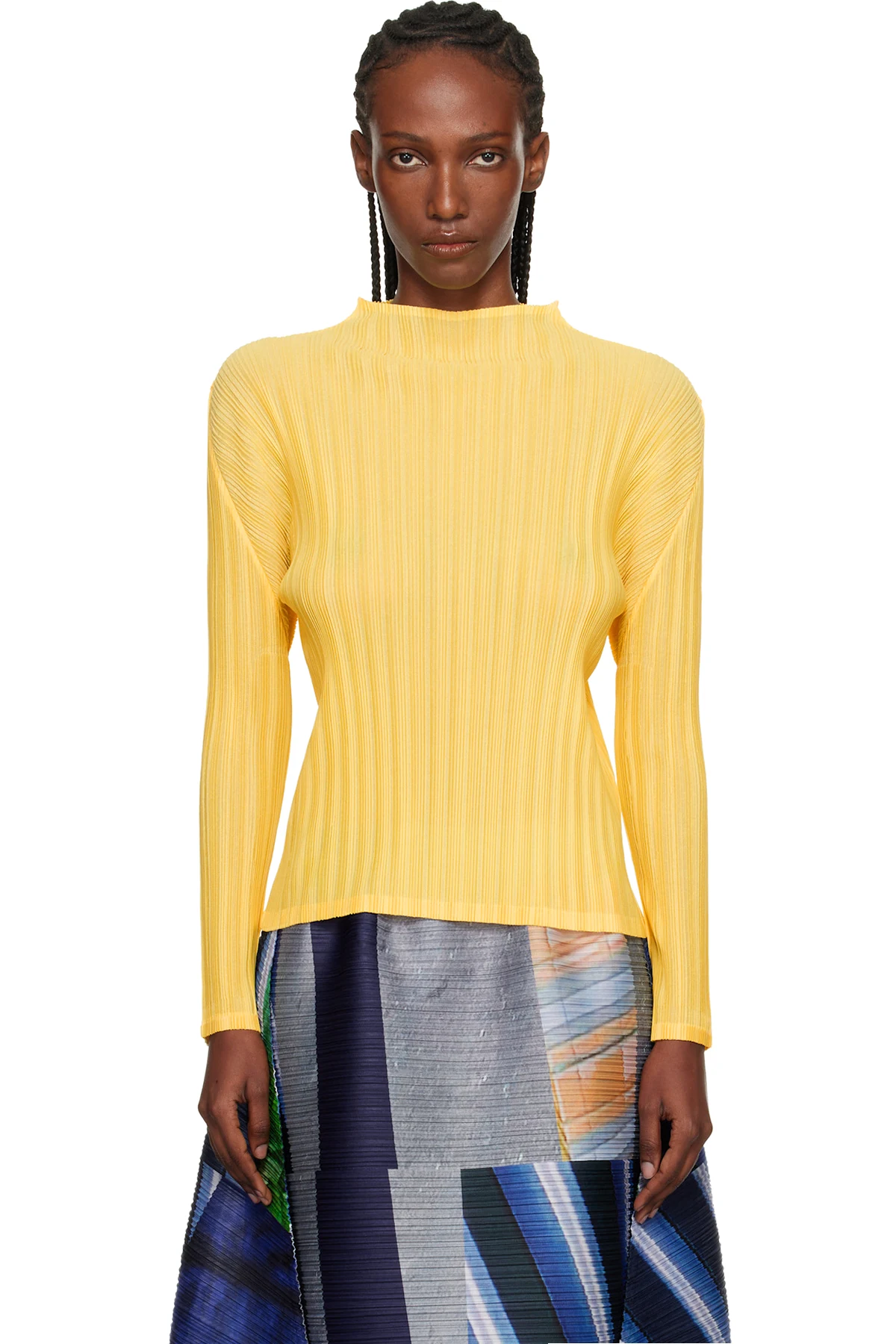 Yellow Rib Pleats January Top