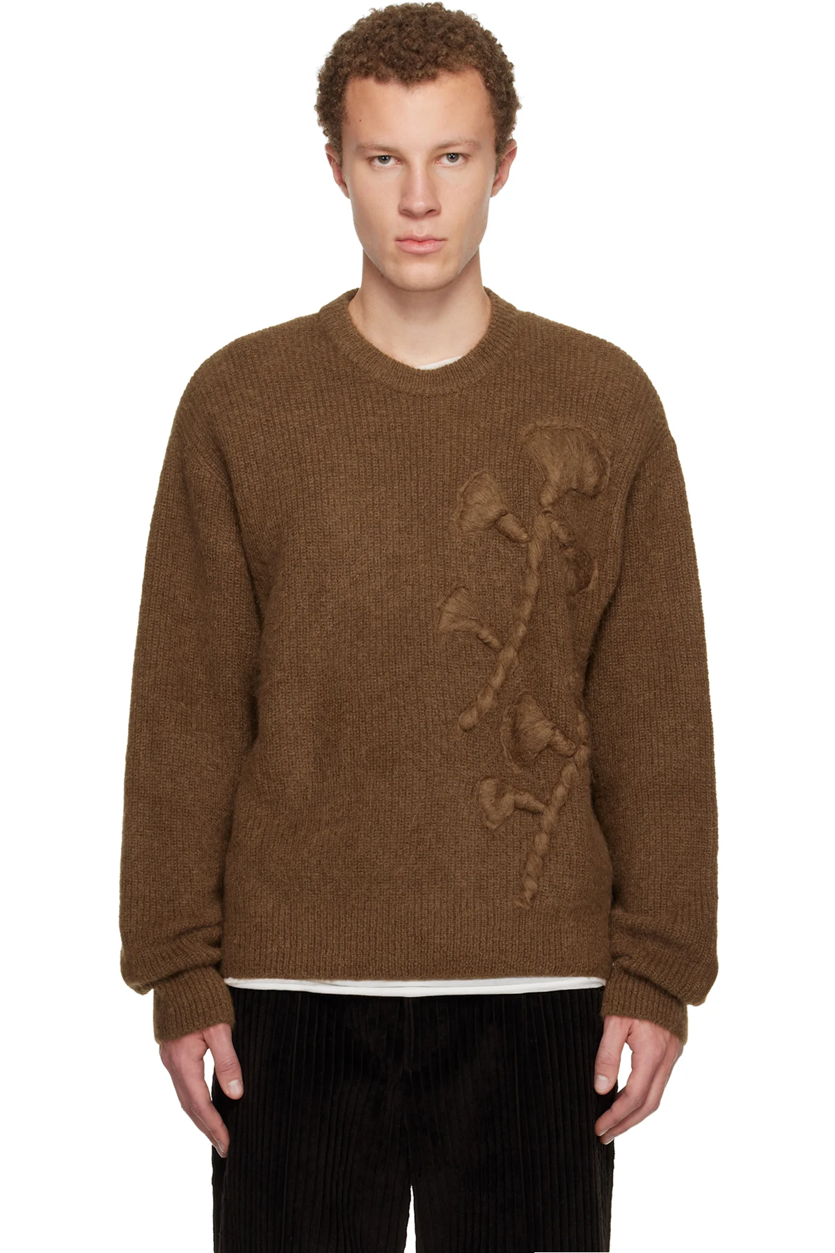 Tan Flower Mohair Sweater