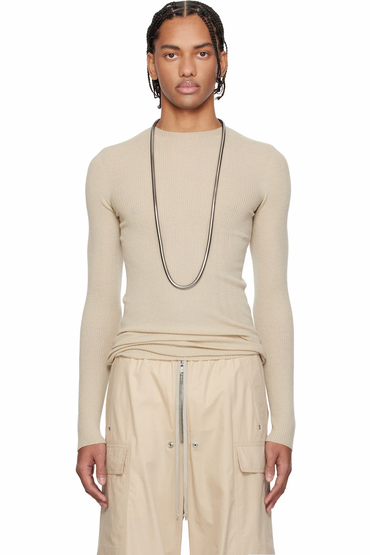 Off-White Temple Ribbed Round Neck Sweater