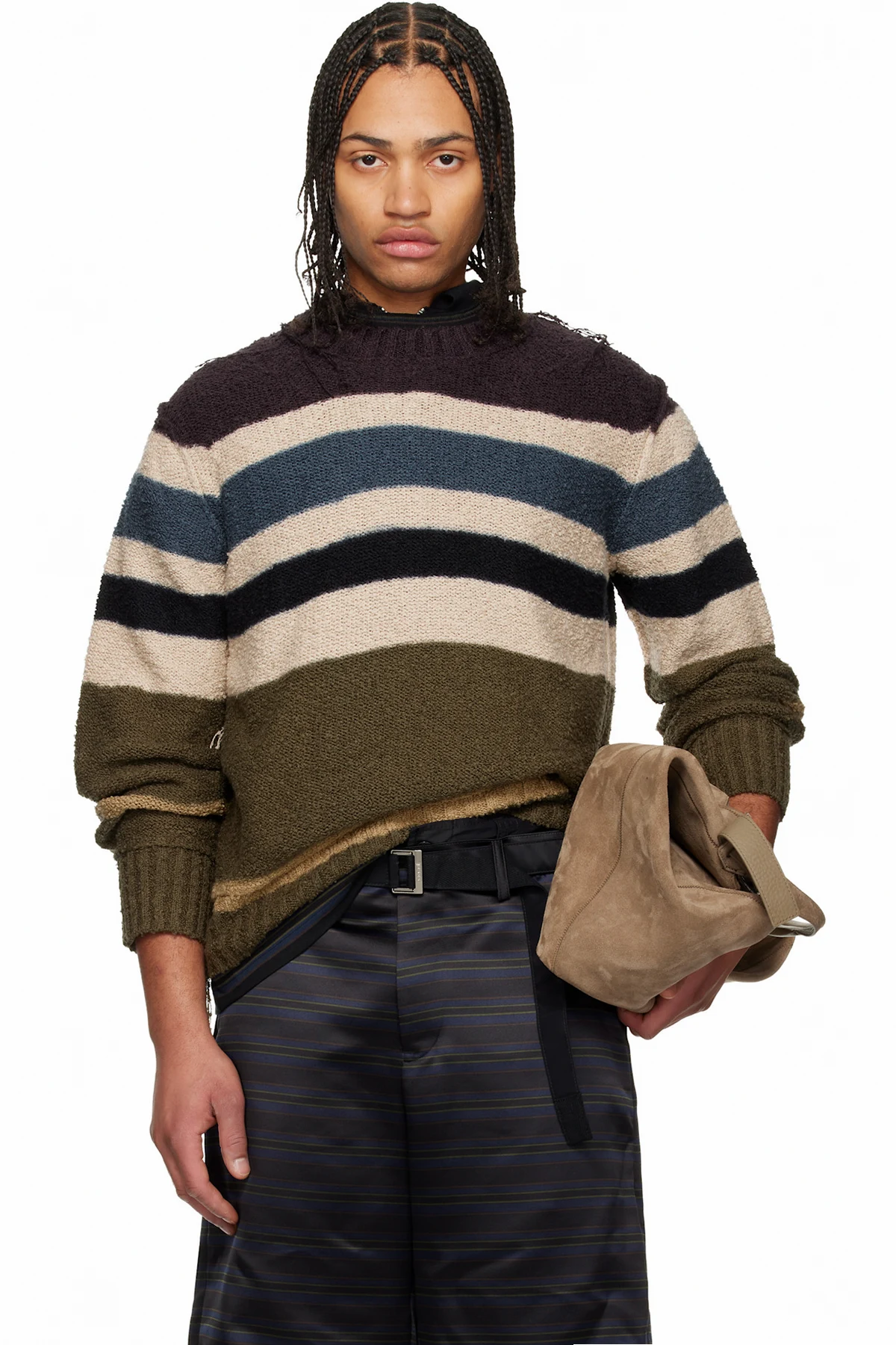 Multicolor Horizontal Stripe Knit Pullover Sweater
