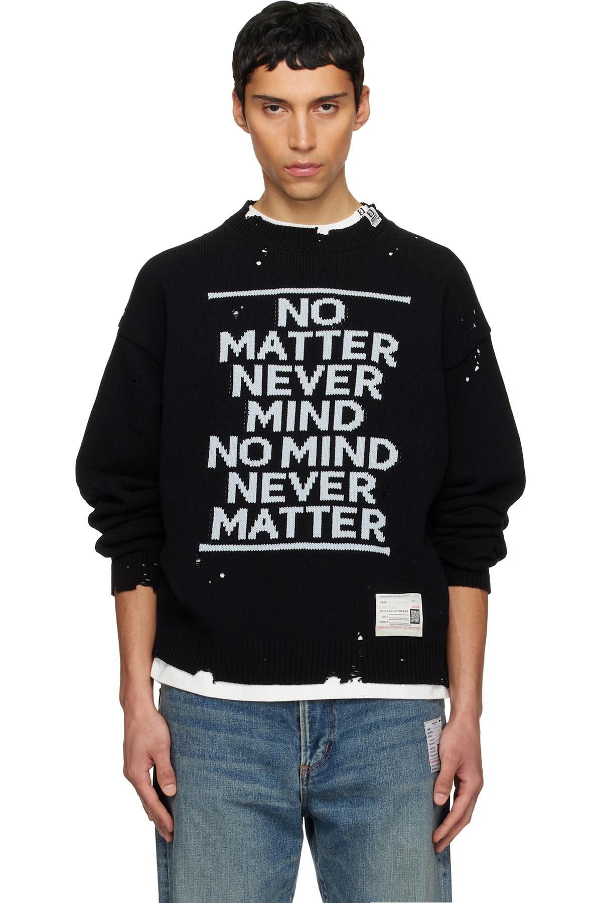 Black Message Jacquard Knit Sweater