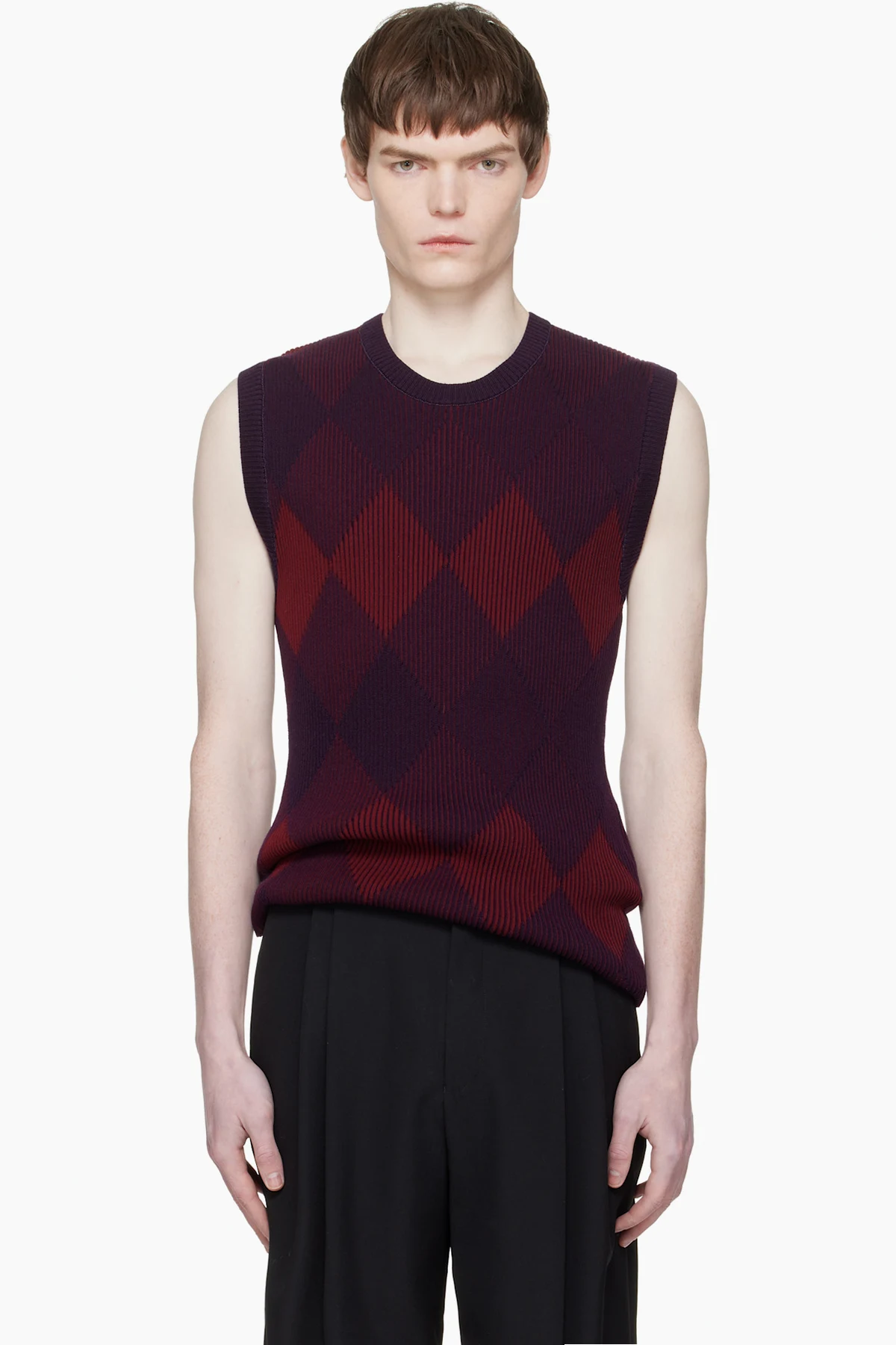 Red & Purple Argyle Sweater Vest