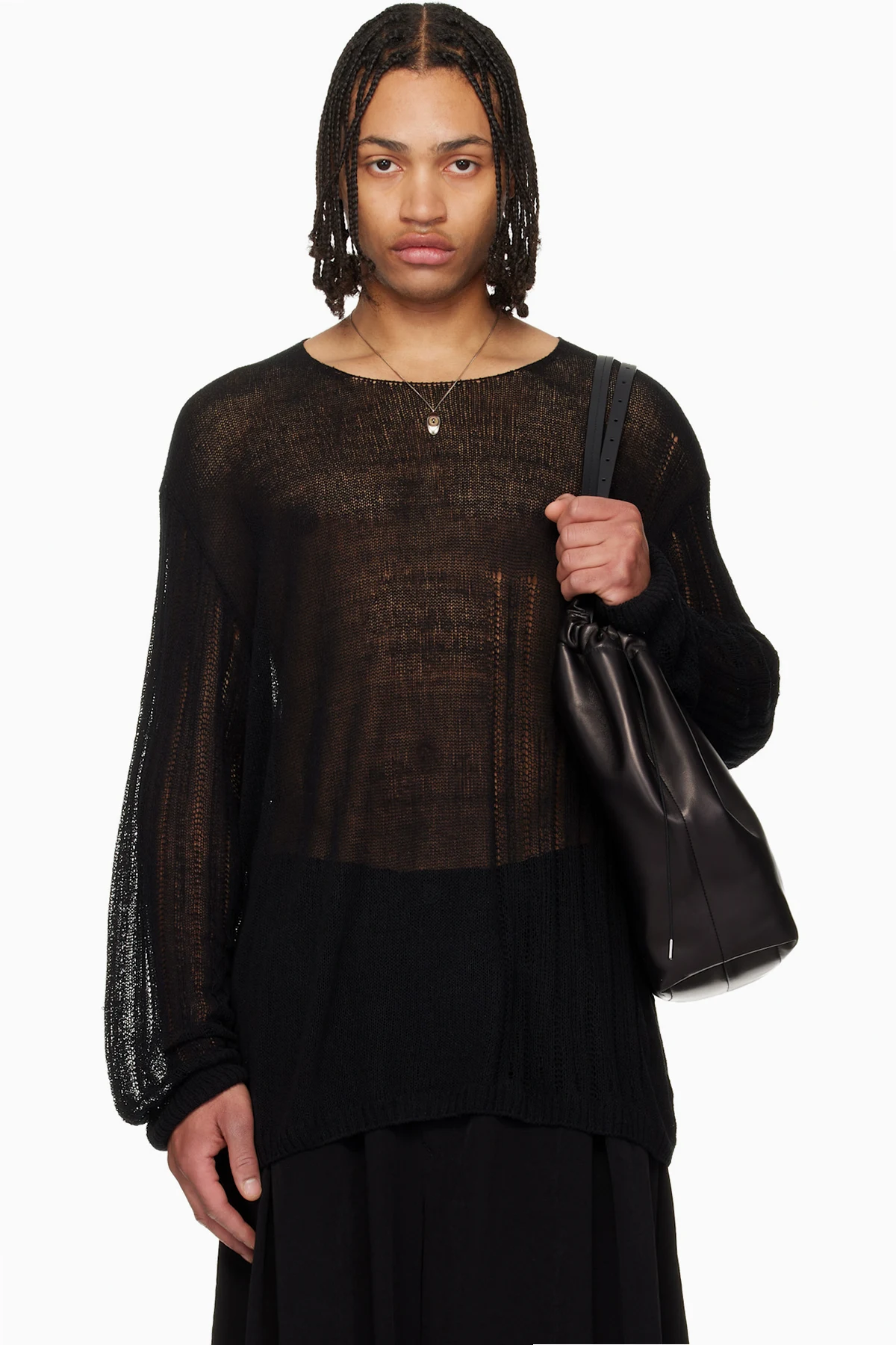 Black Round Neck Pullover Sweater