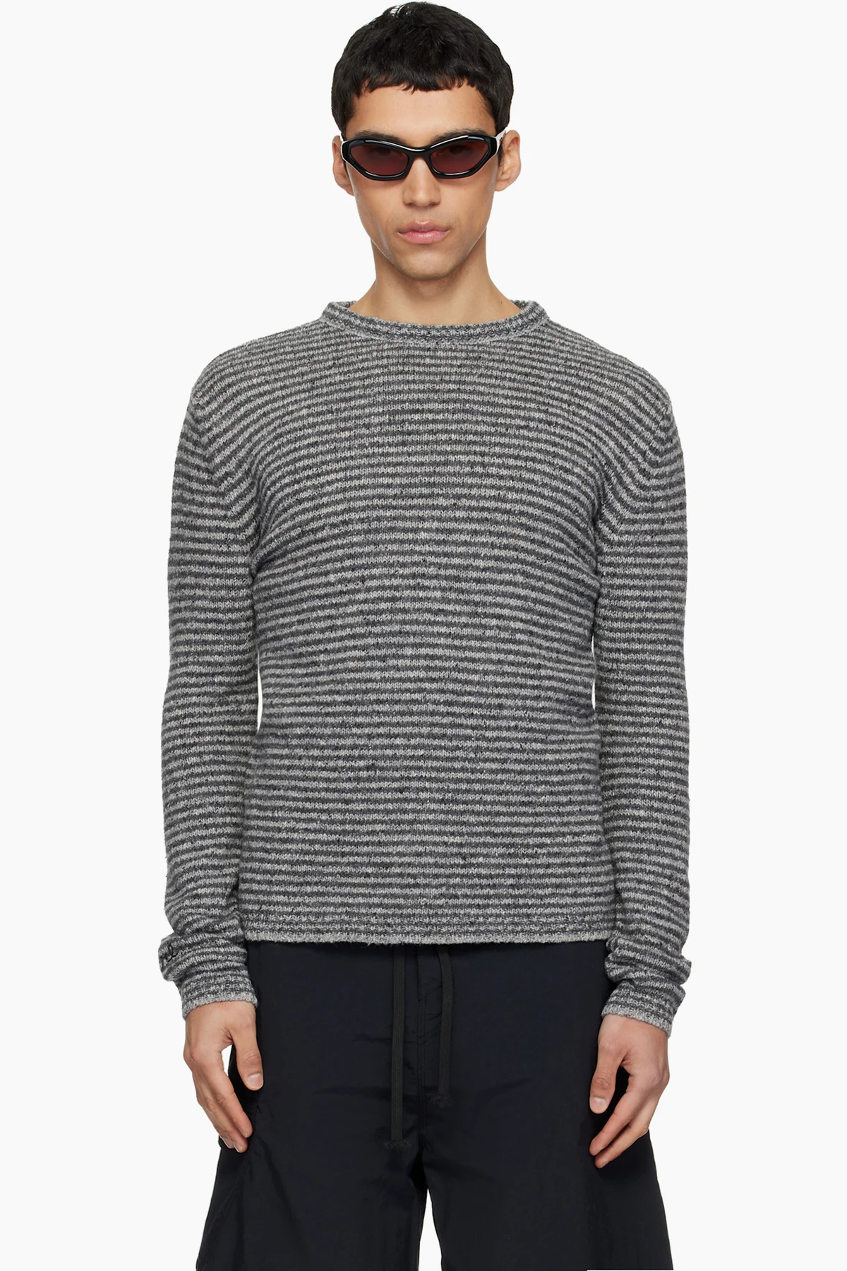 Gray Thin Wool Crewneck Sweater