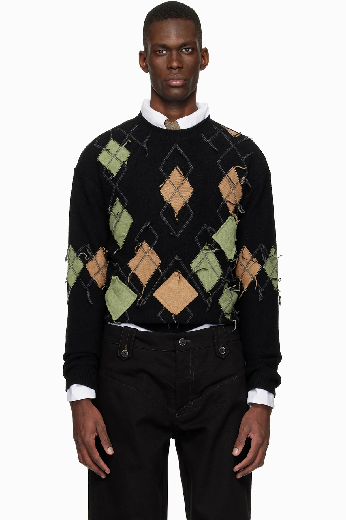 Black Tom Argyle Crew-Neck Sweater