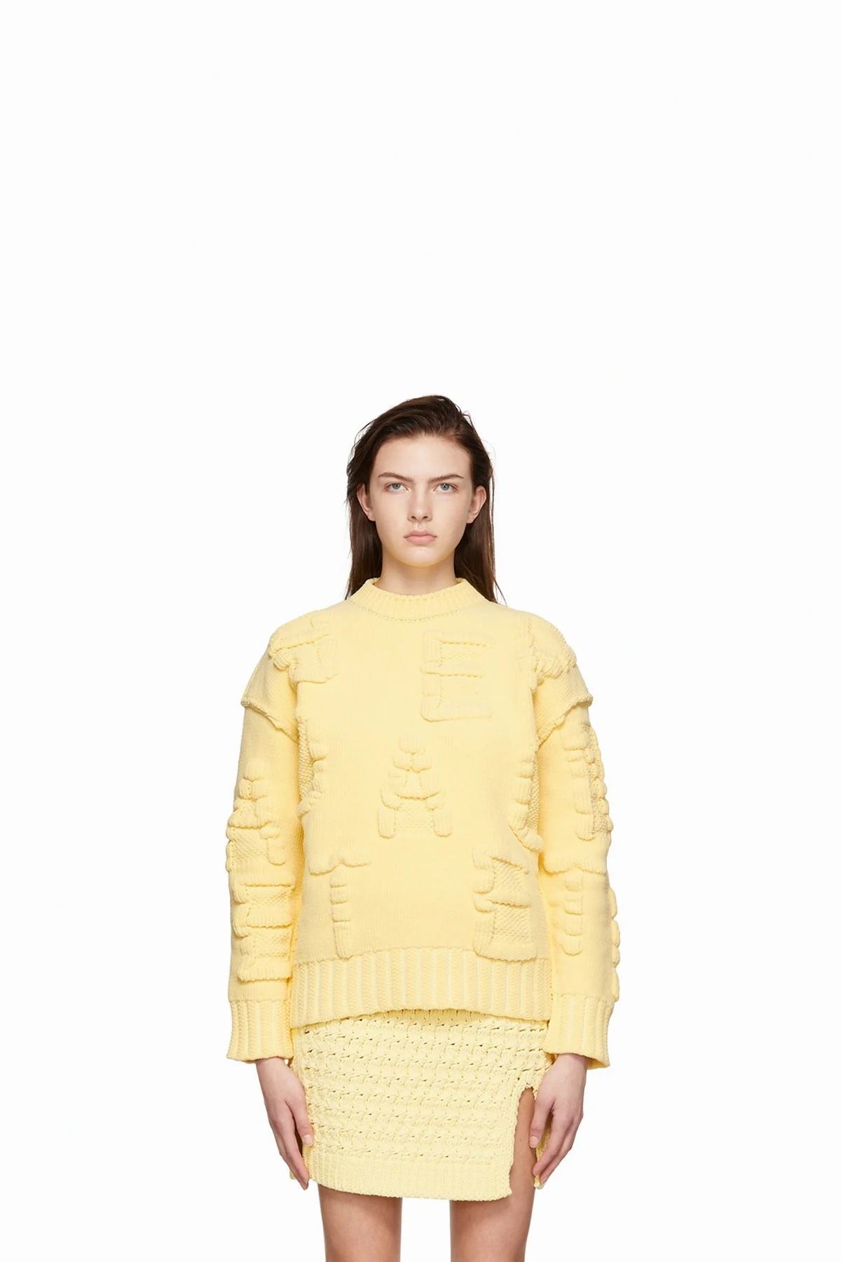 Yellow Alphabet Chenille Sweater