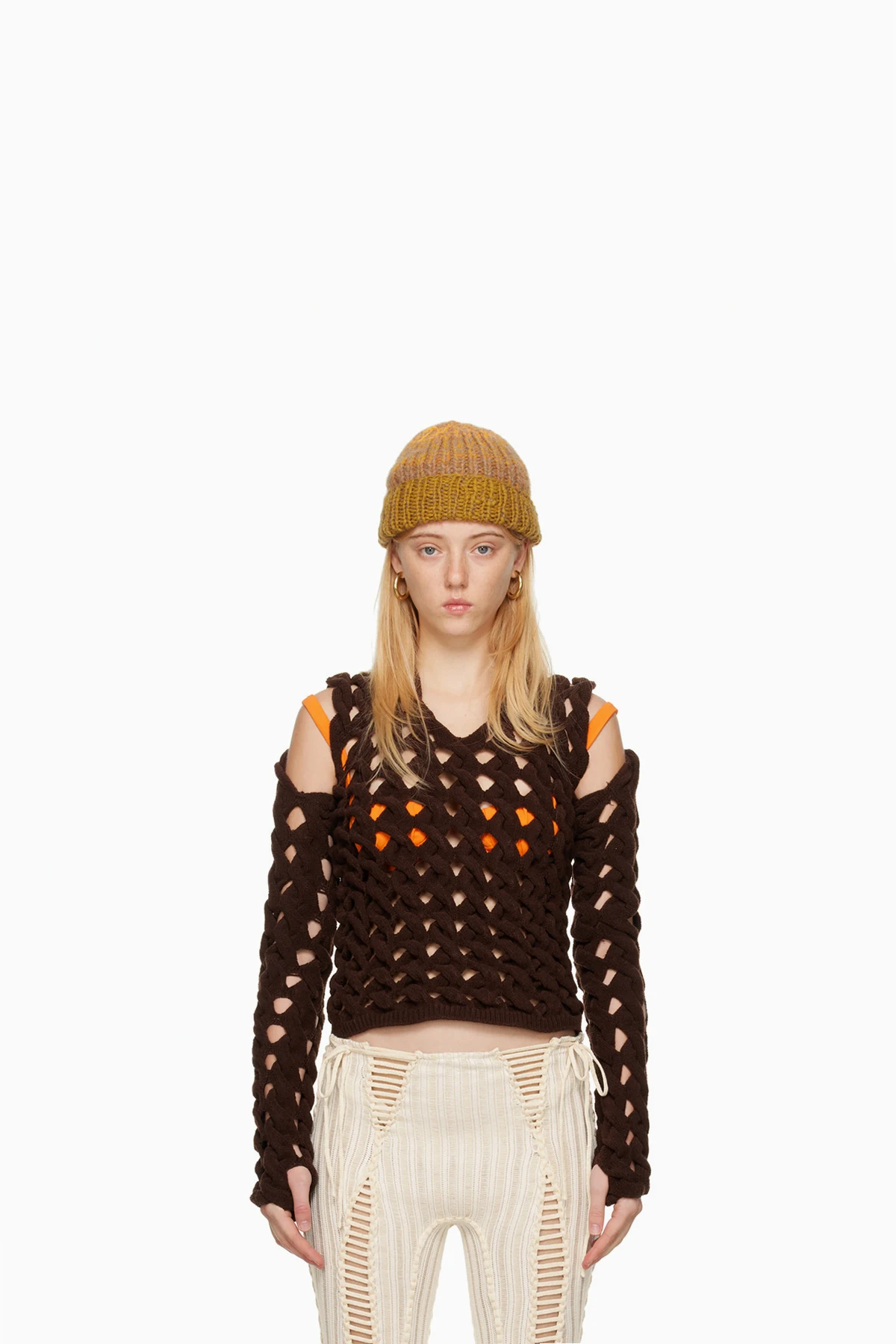 SSENSE Exclusive Brown Fatcable Sweater