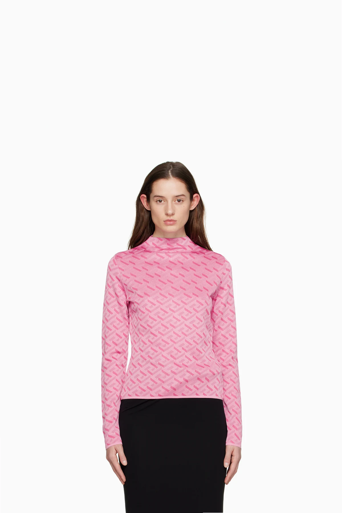 Pink 'La Greca' Long Sleeve Crewneck
