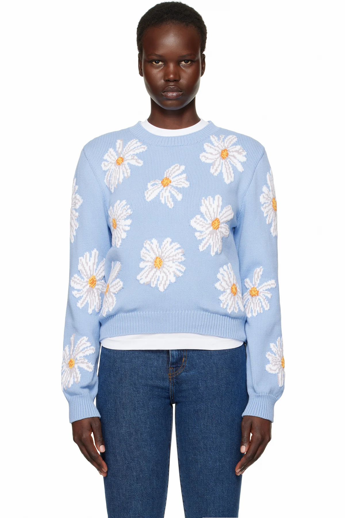 Blue All Over Daisy Print Sweater