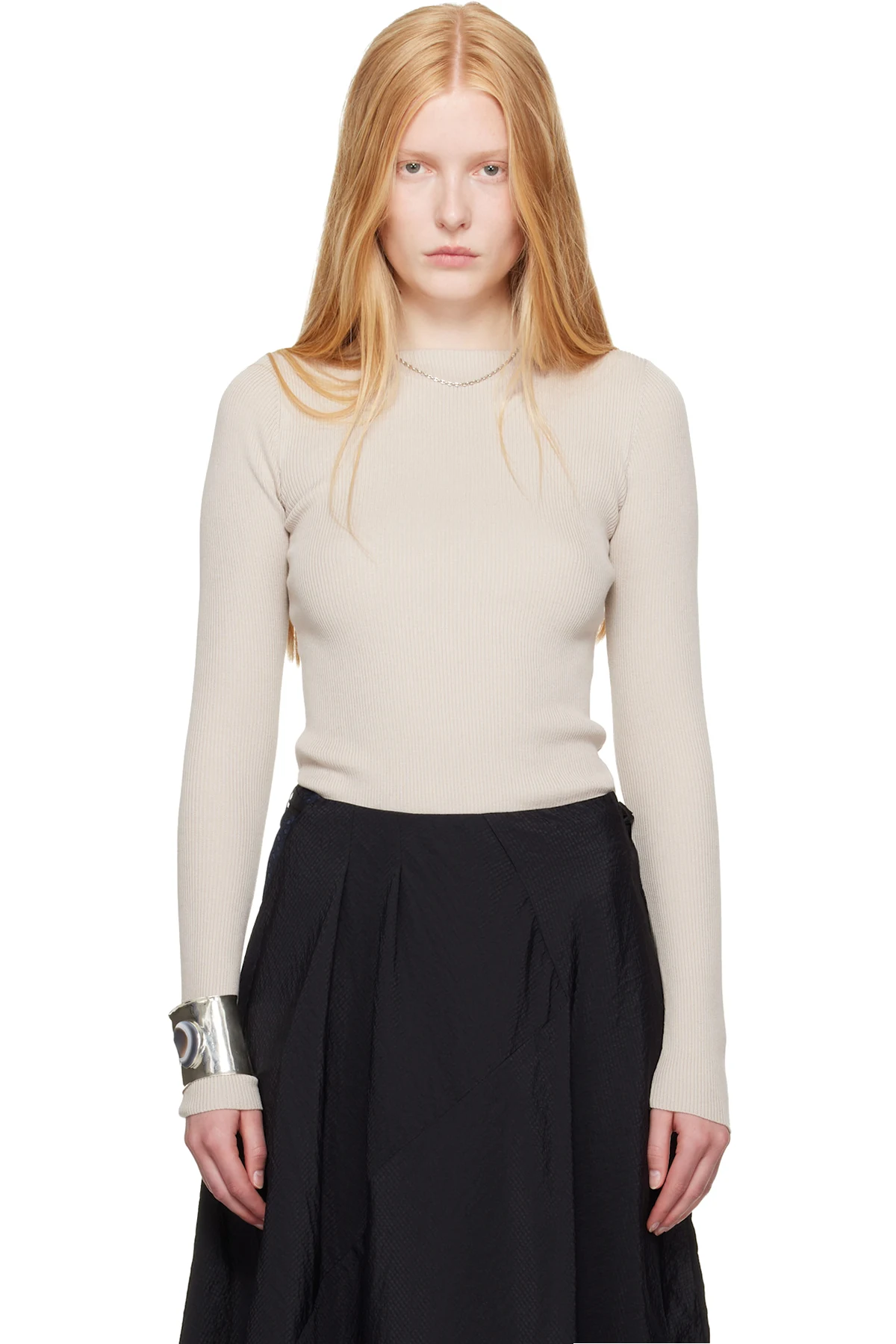 WORK SHOP Emporio Armani Taupe Stretto Popover Sweater