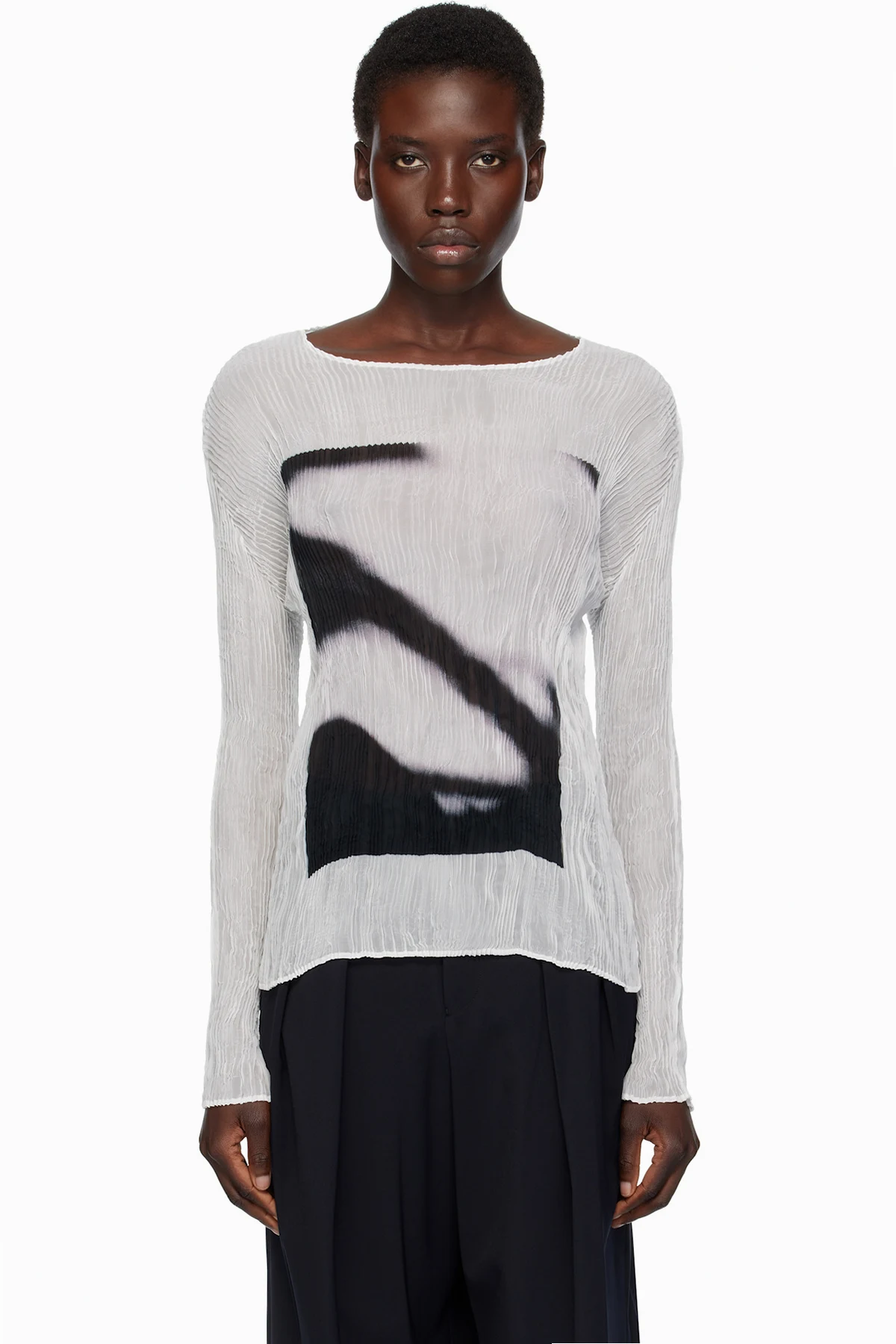 White May Shadow Study Chiffon Twist T-shirt