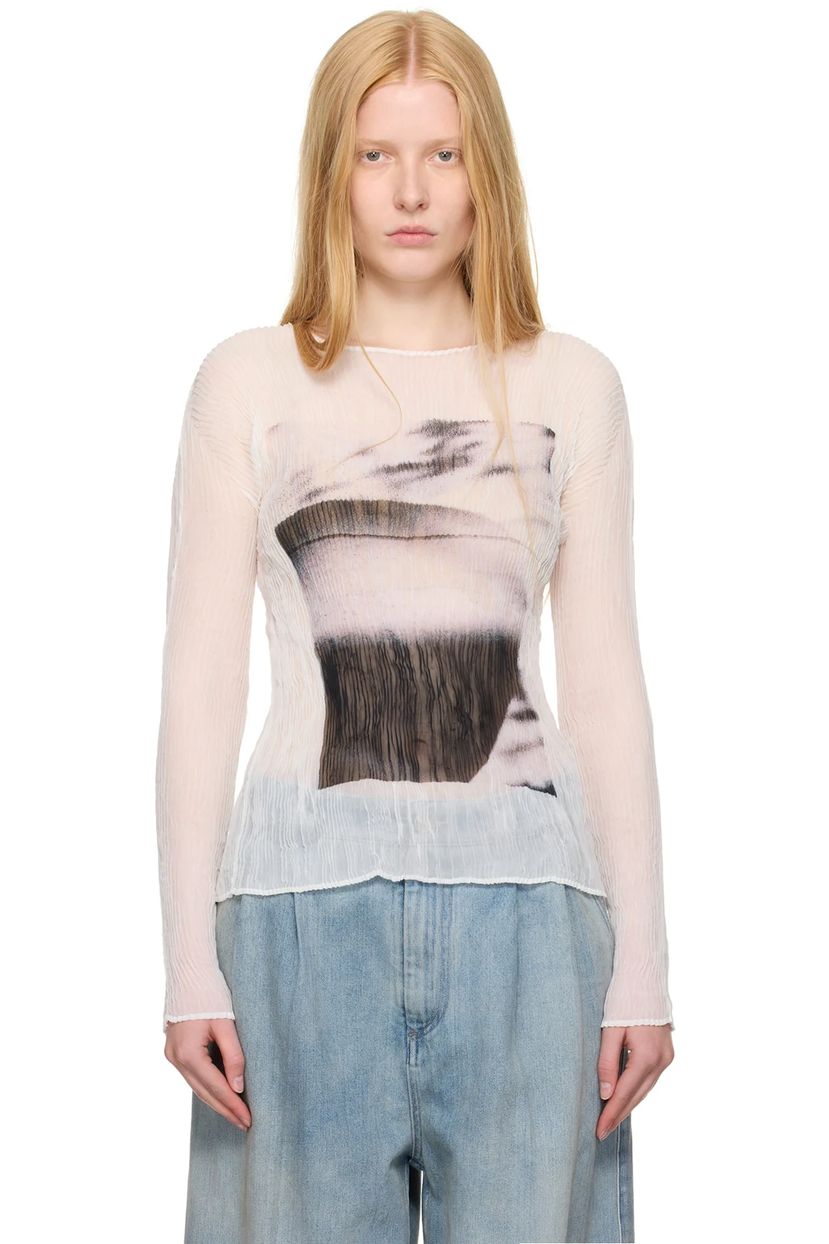 White May Shadow Study Chiffon Twist Shirt