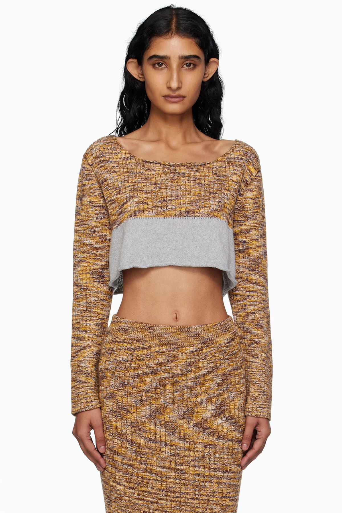 Multicolor Waste Cropped Sweater