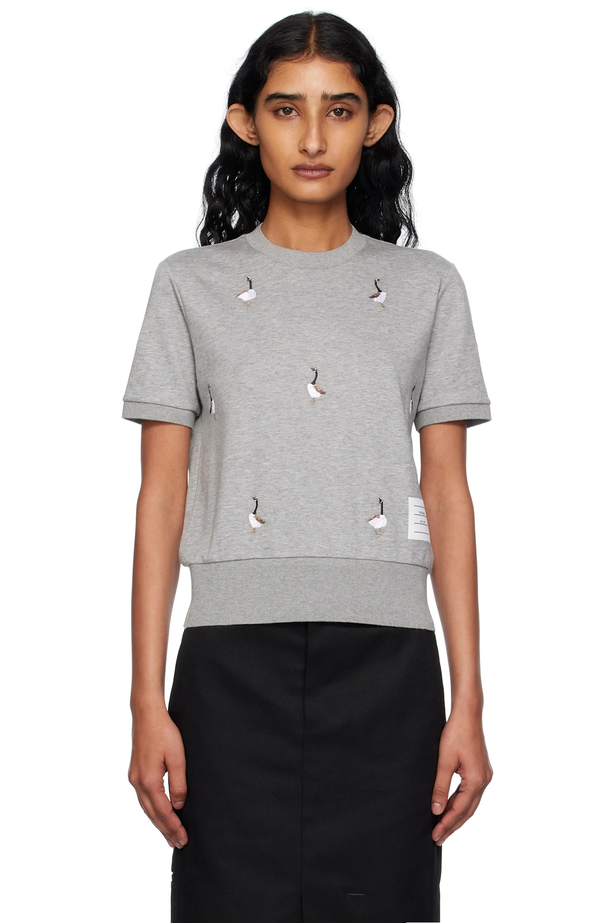 Gray Cotton Milano Geese T-shirt