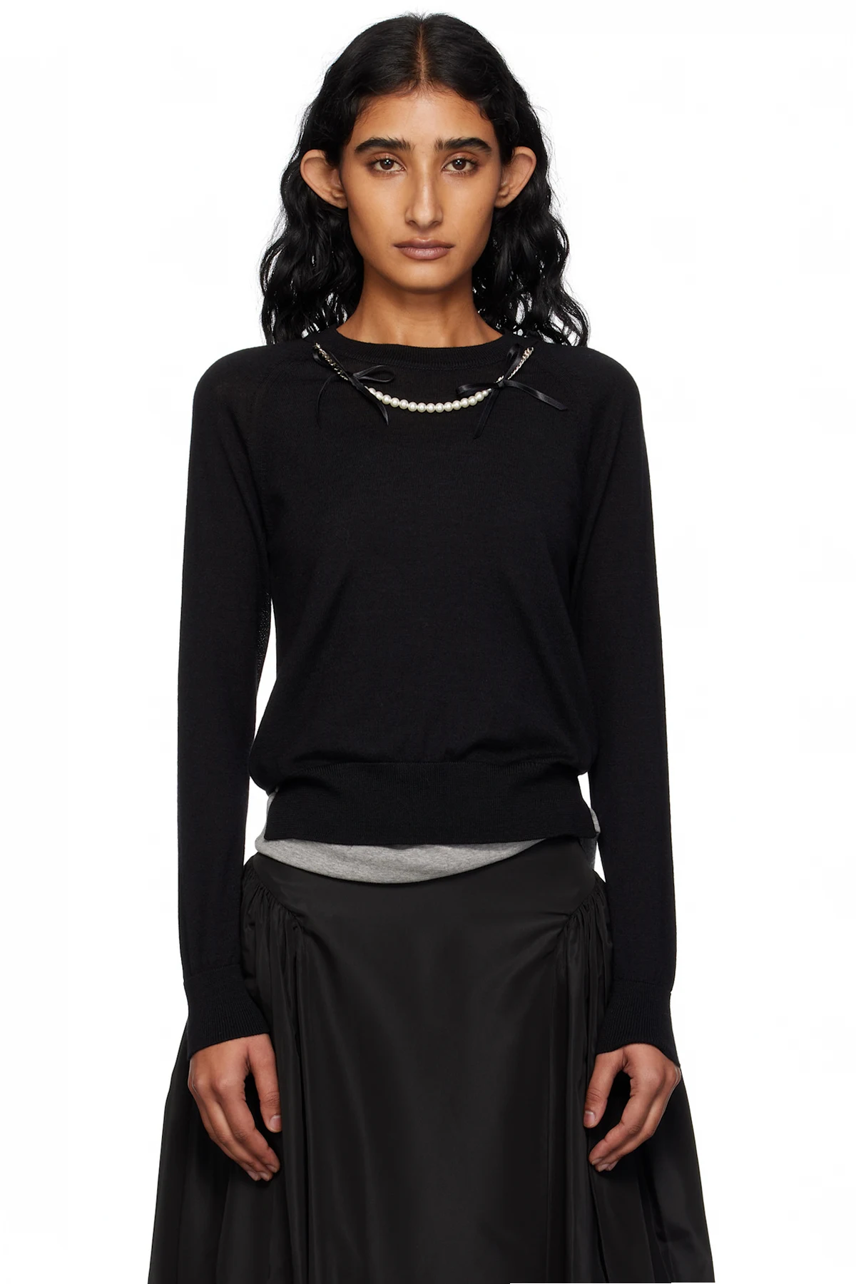 Black Classic Long Sleeve Fine Knit Sweater