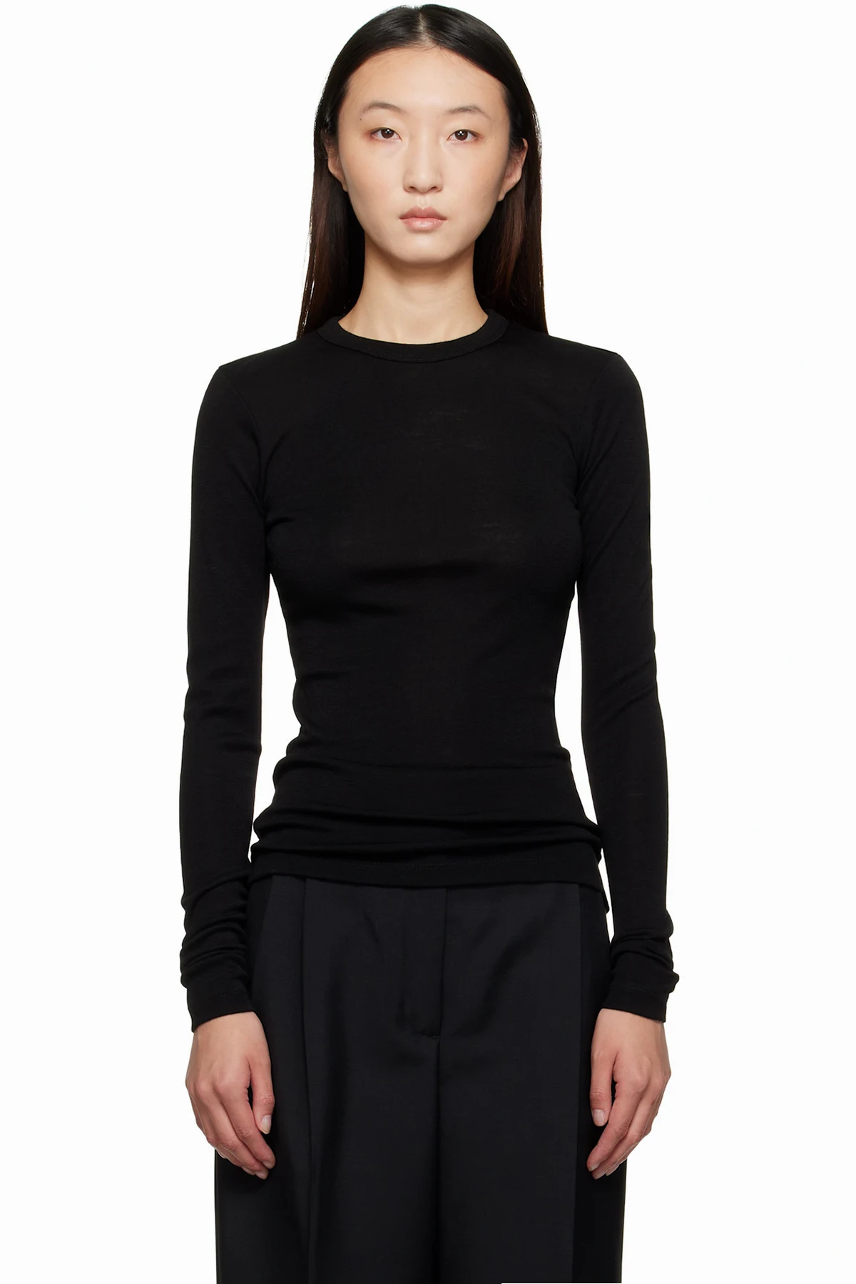 Black Fine Merino Longsleeve T-shirt