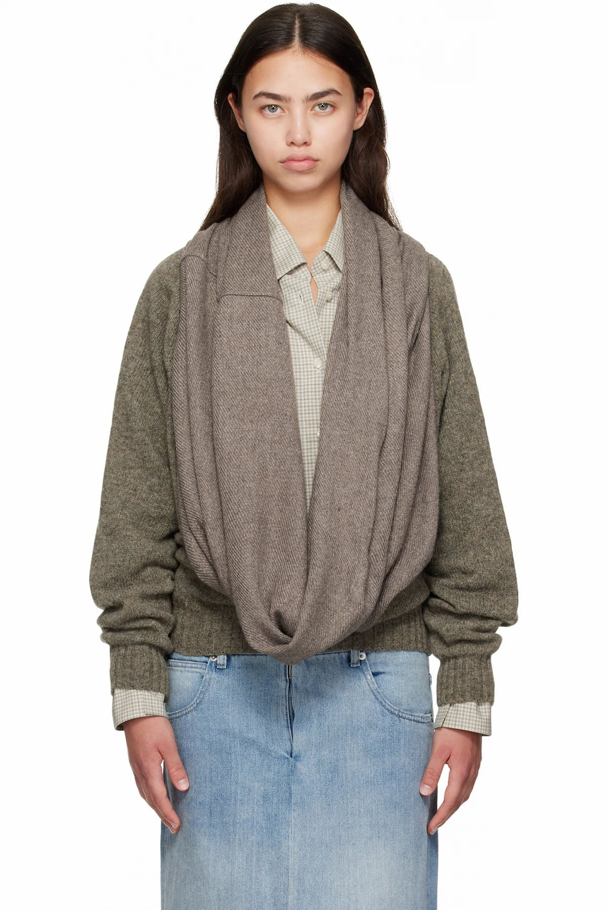 Brown Waterfall Har Sweater