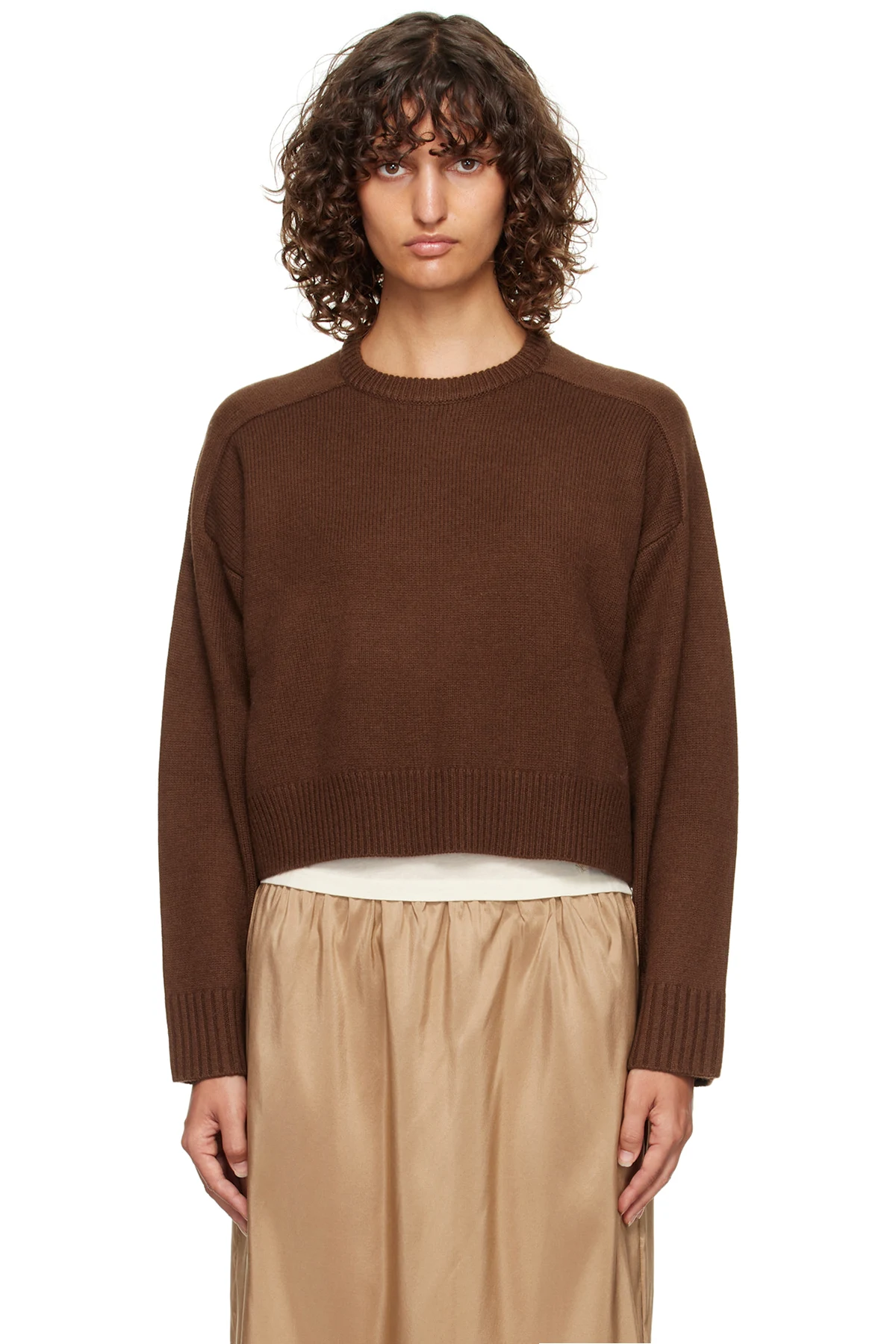Brown Bruzzi LDS Boxy Cashmere Sweater