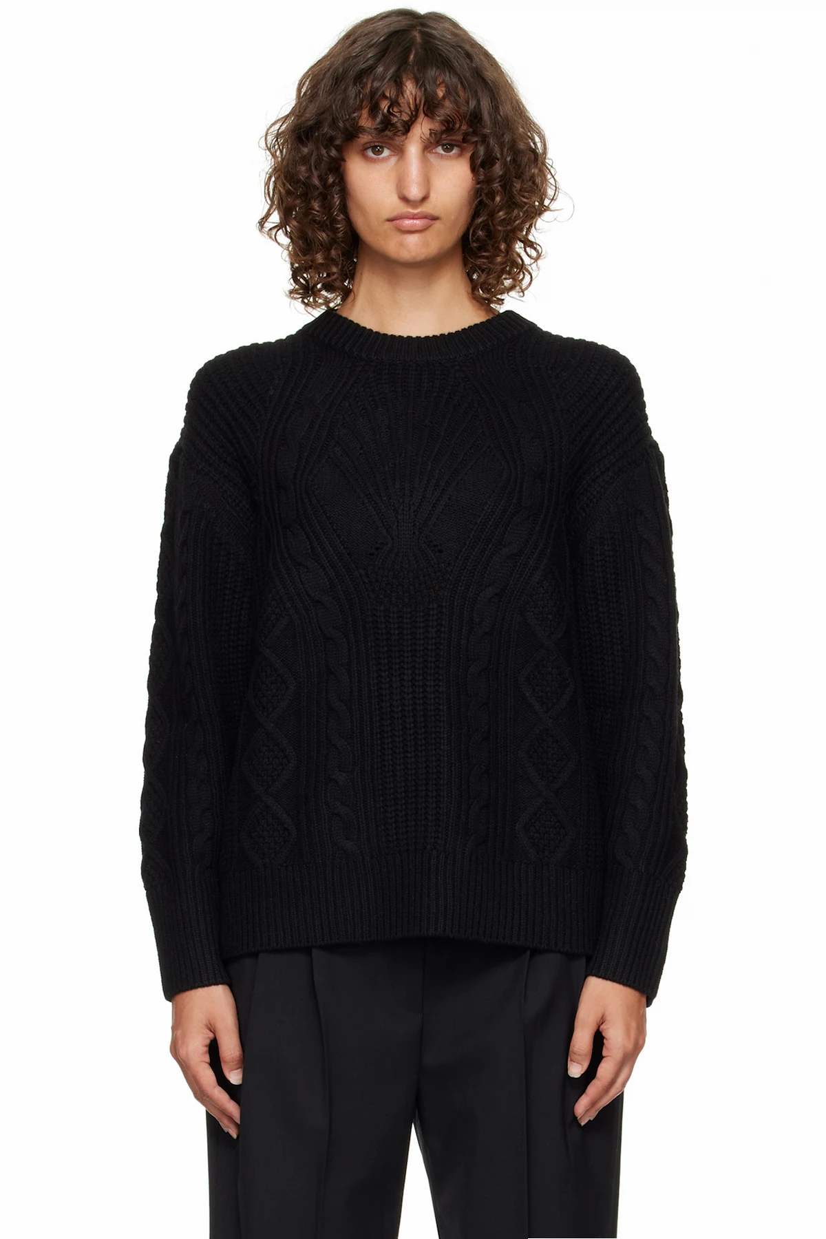 Black Silva Cable Knit Sweater