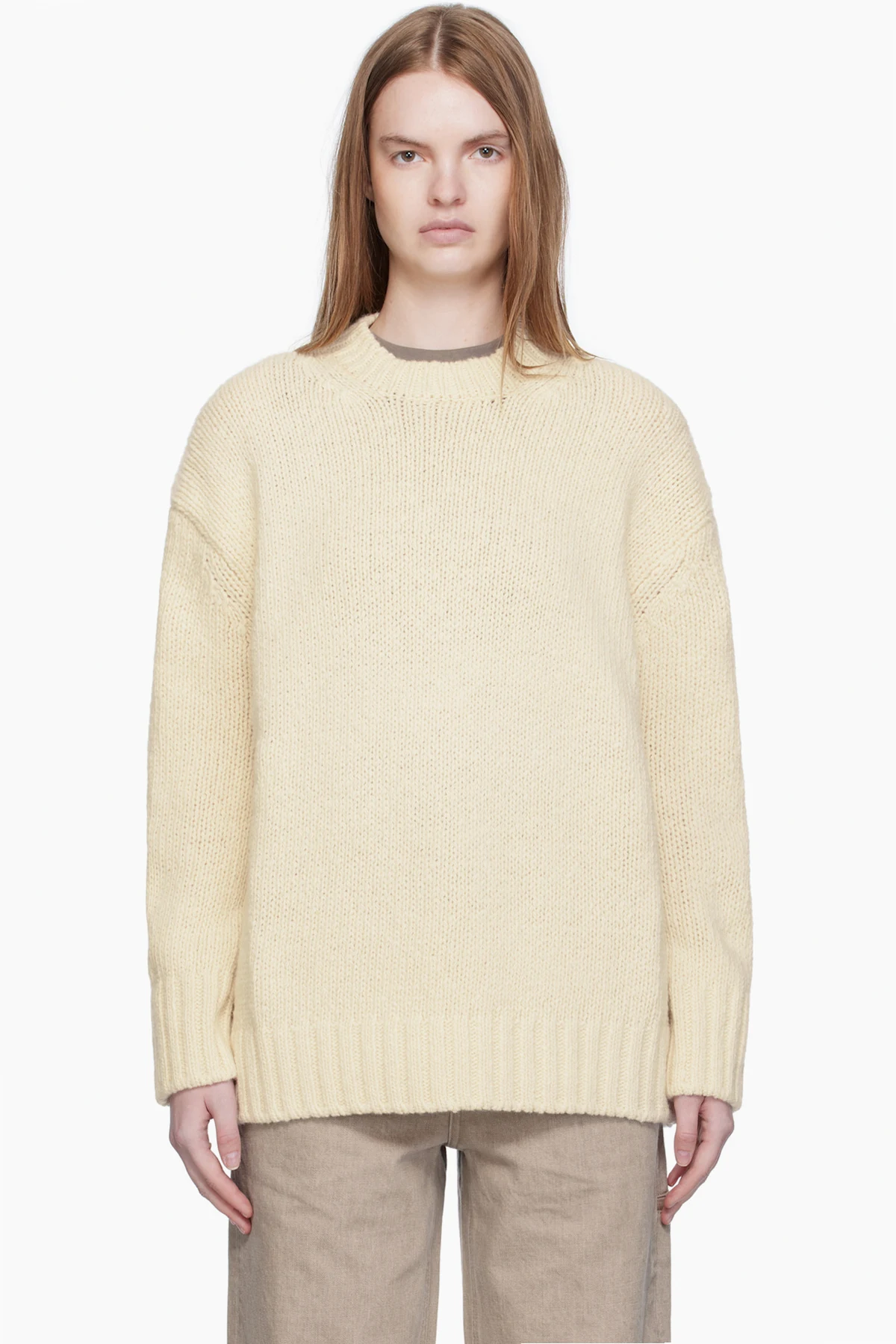 Off-White Basic Round Neck Knit Sweater