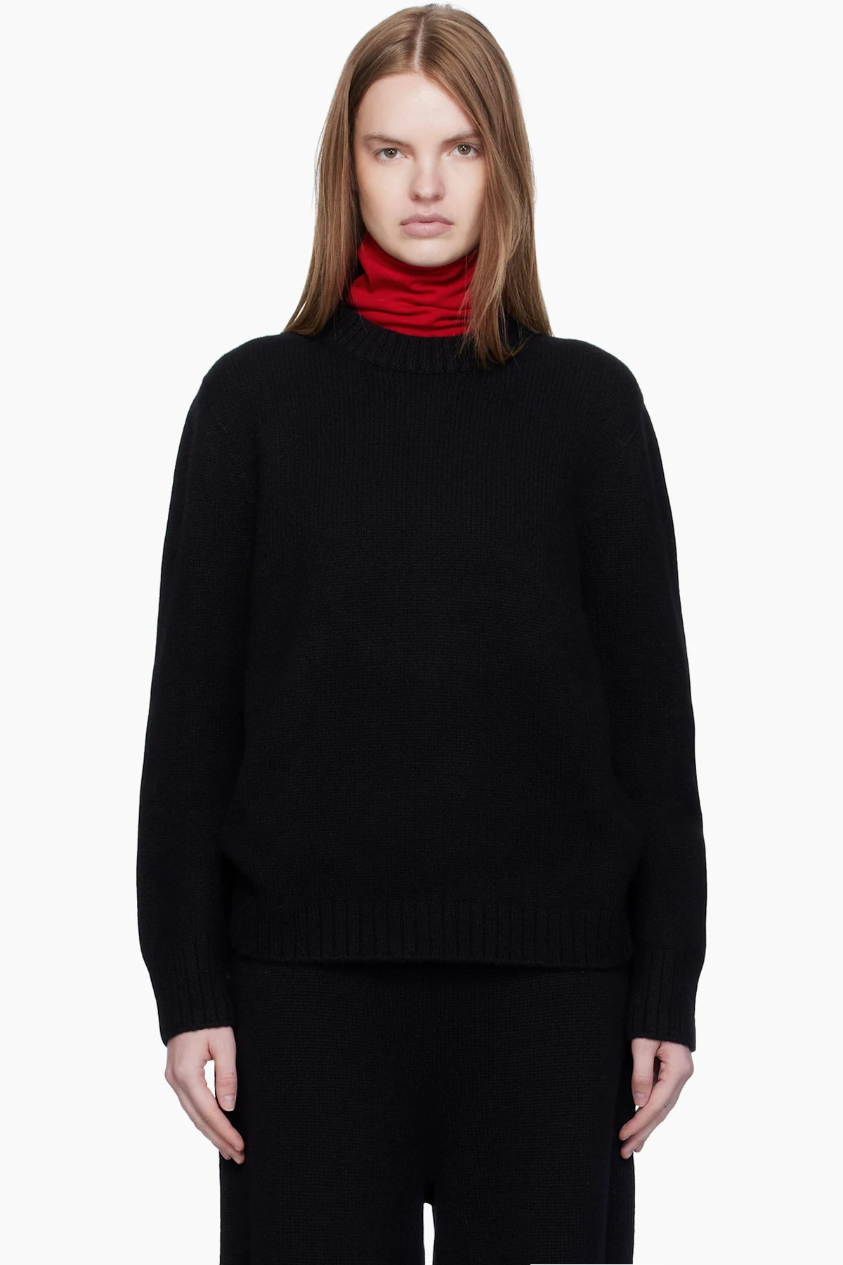 Black Over Fit Cashmere Pullover Sweater