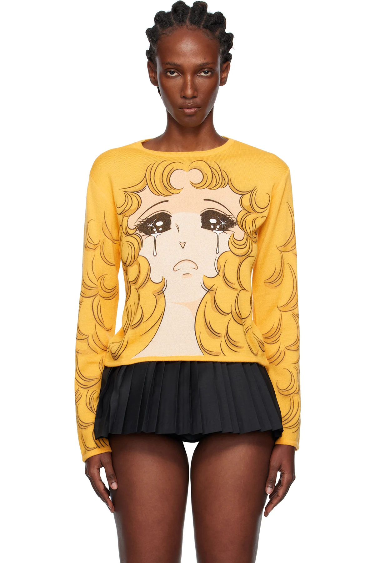 Yellow Crying Girl Fitted Knit Sweater