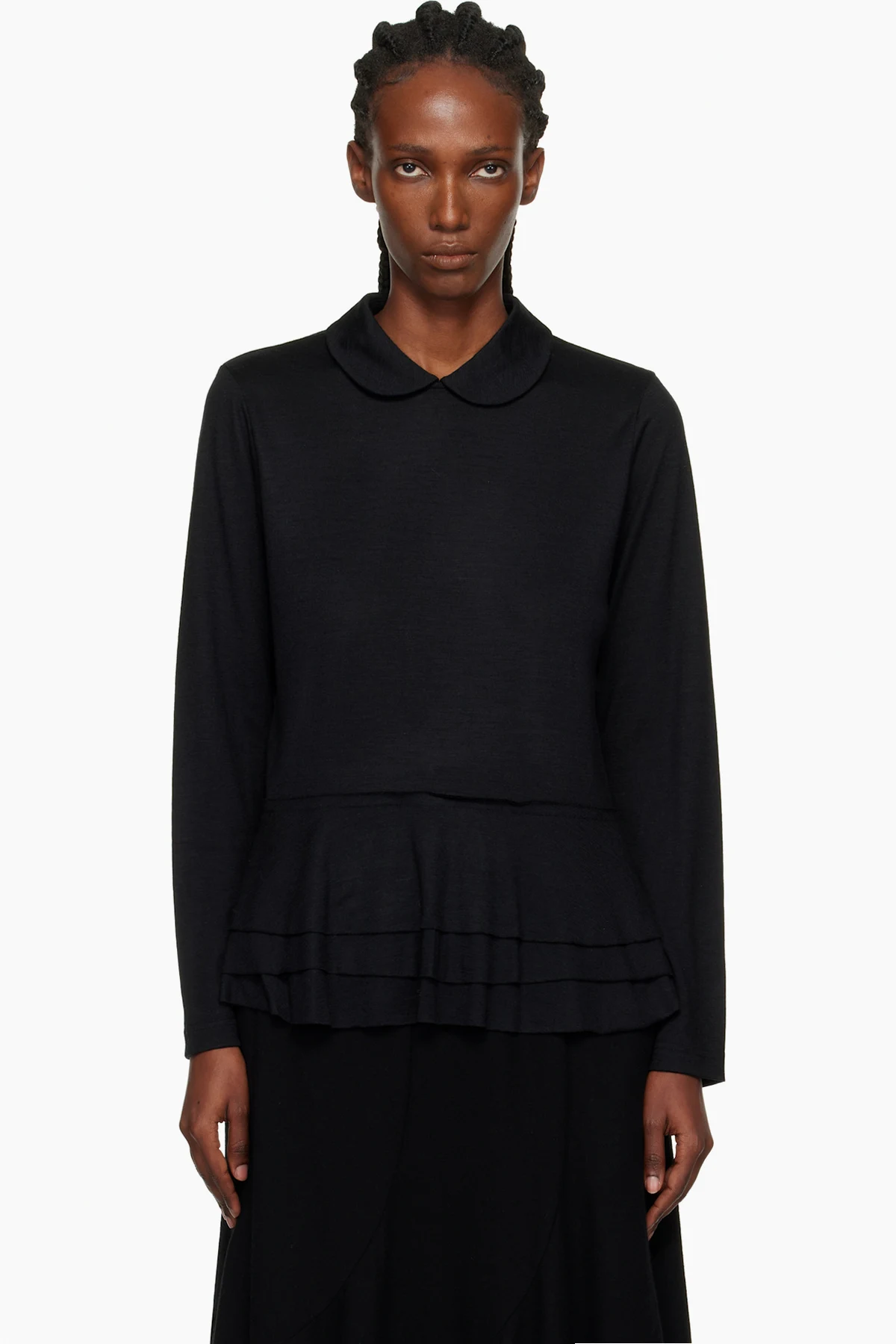 Black Tiered Wool Jersey Sweater