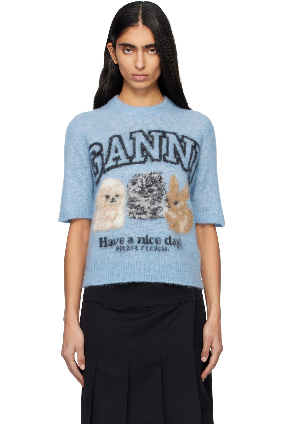 Blue Fine Brushed Alpaca Puppies T-shirt