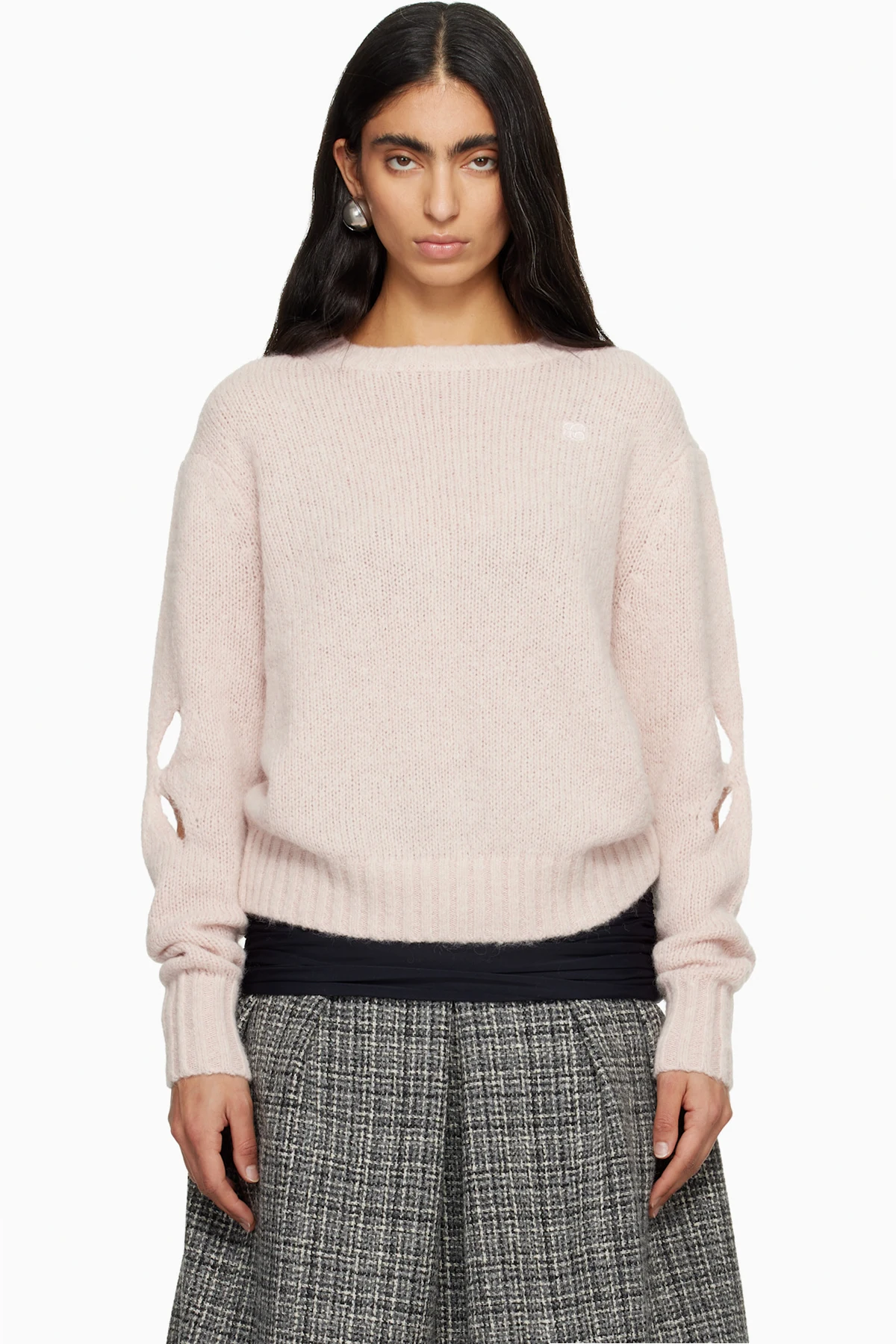 Pink Slashed Shaggy Sweater