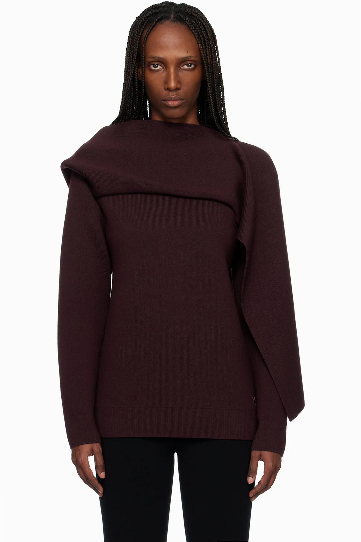 Burgundy Scarf Oversized Wool Sweater